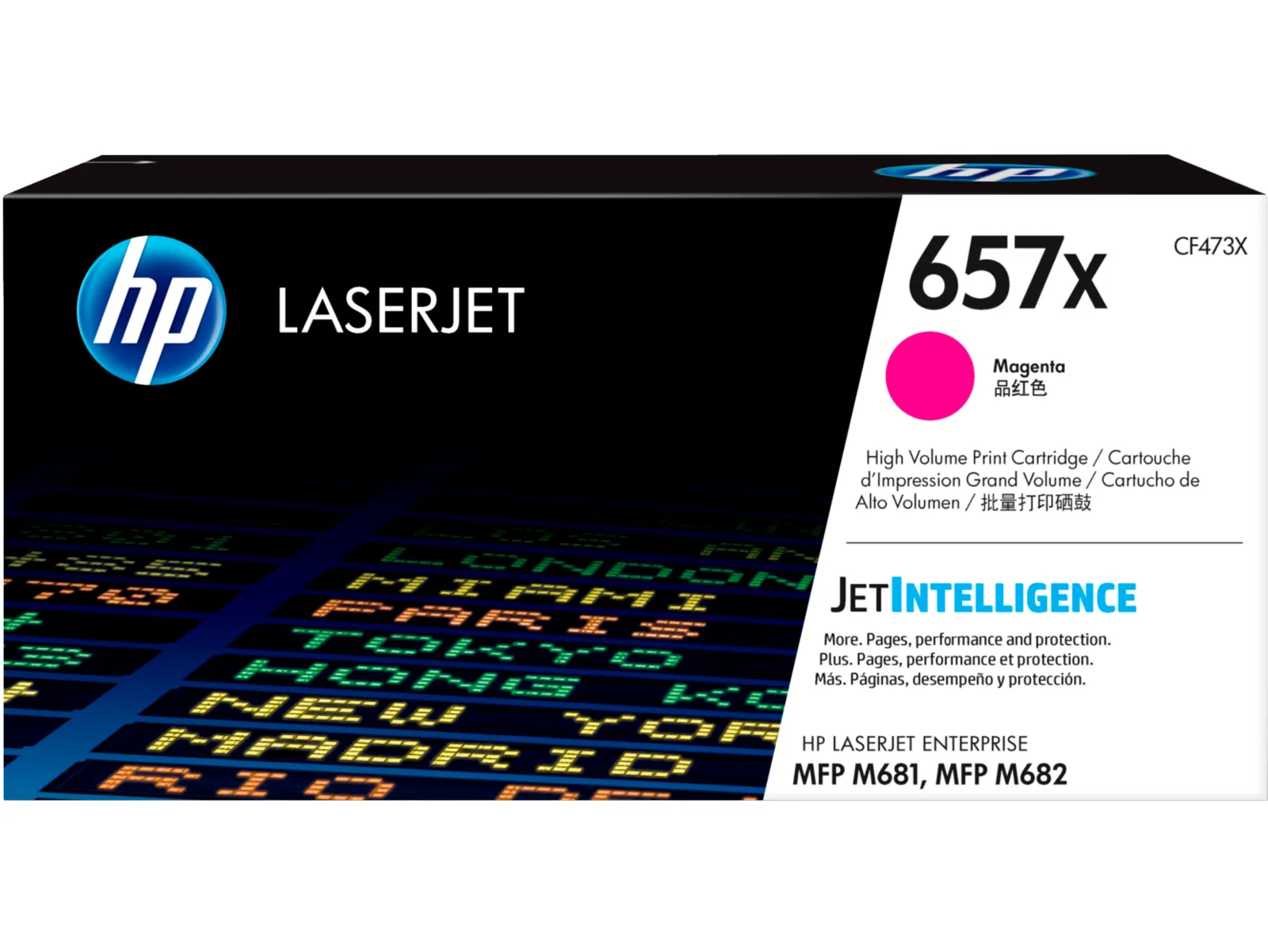 HP 657X High Yield Magenta Original LaserJet Toner Cartridge, front view