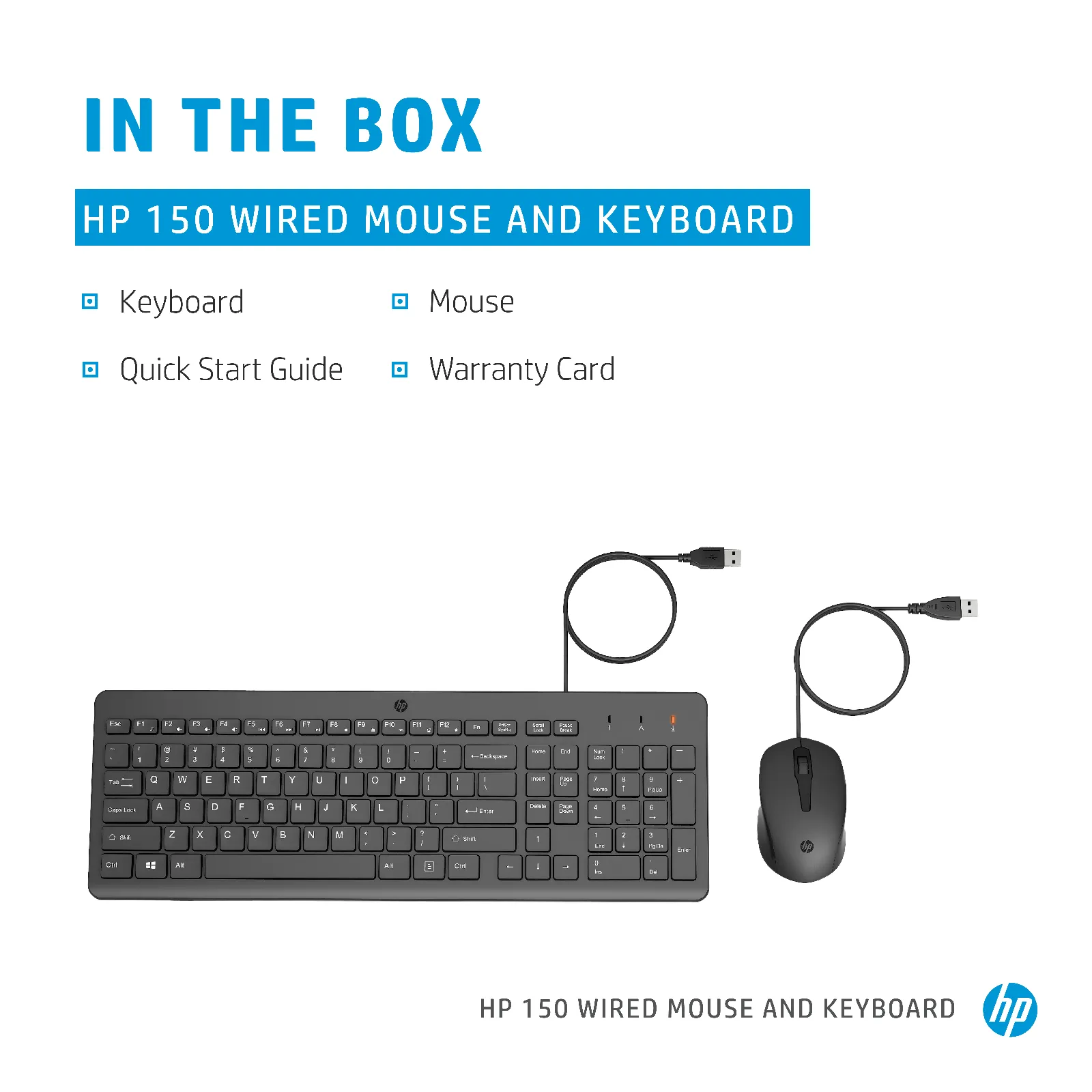HP 150 Wired Mouse and Combination keyboard
