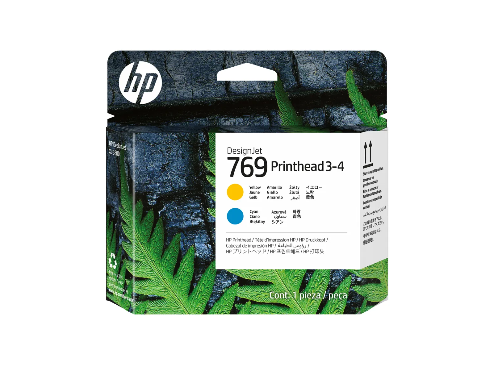 HP 769 Cyan/Yellow 3-4 DesignJet Printhead, front view