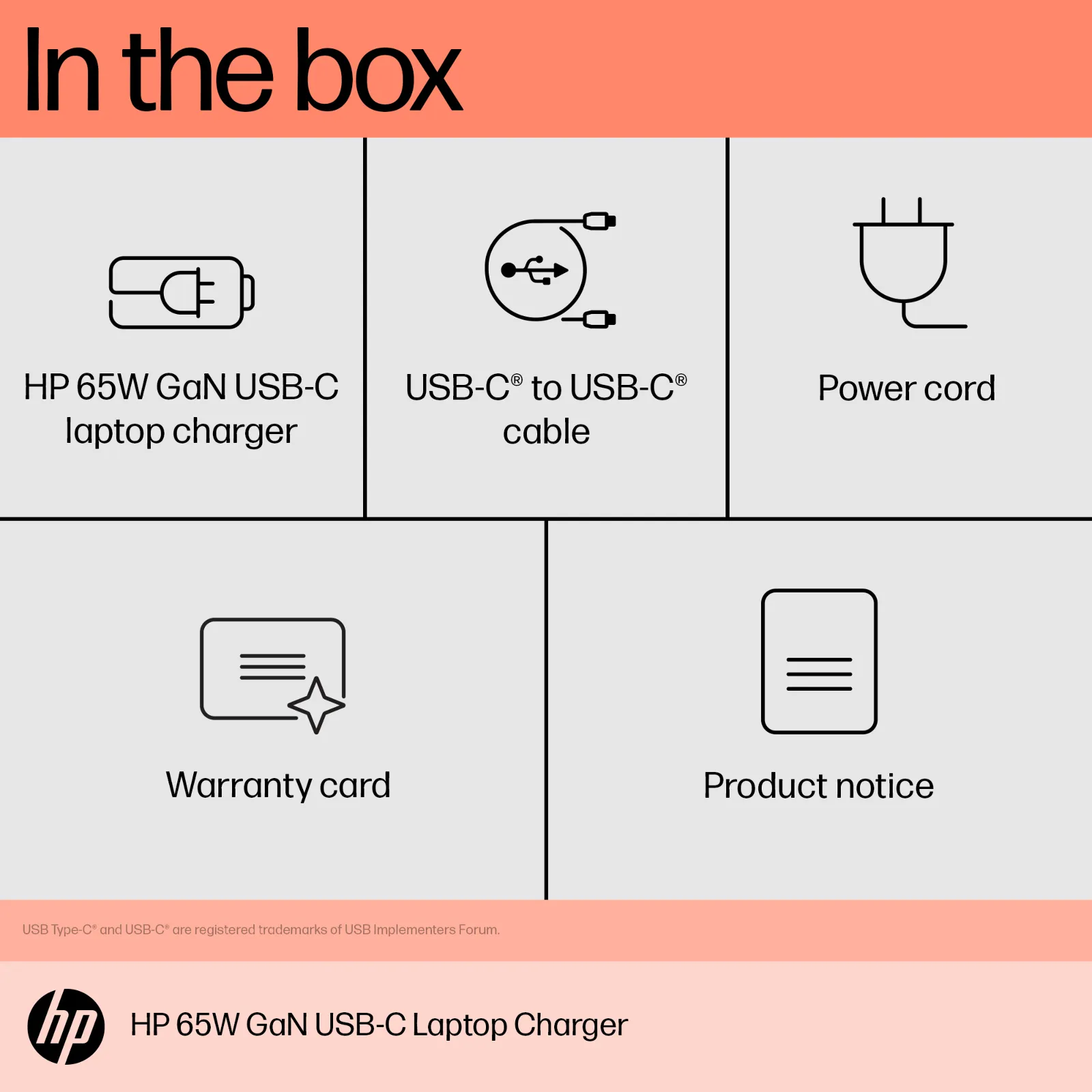 HP 65W Gallium Nitride USB-C Laptop Charger power adapter/inverter