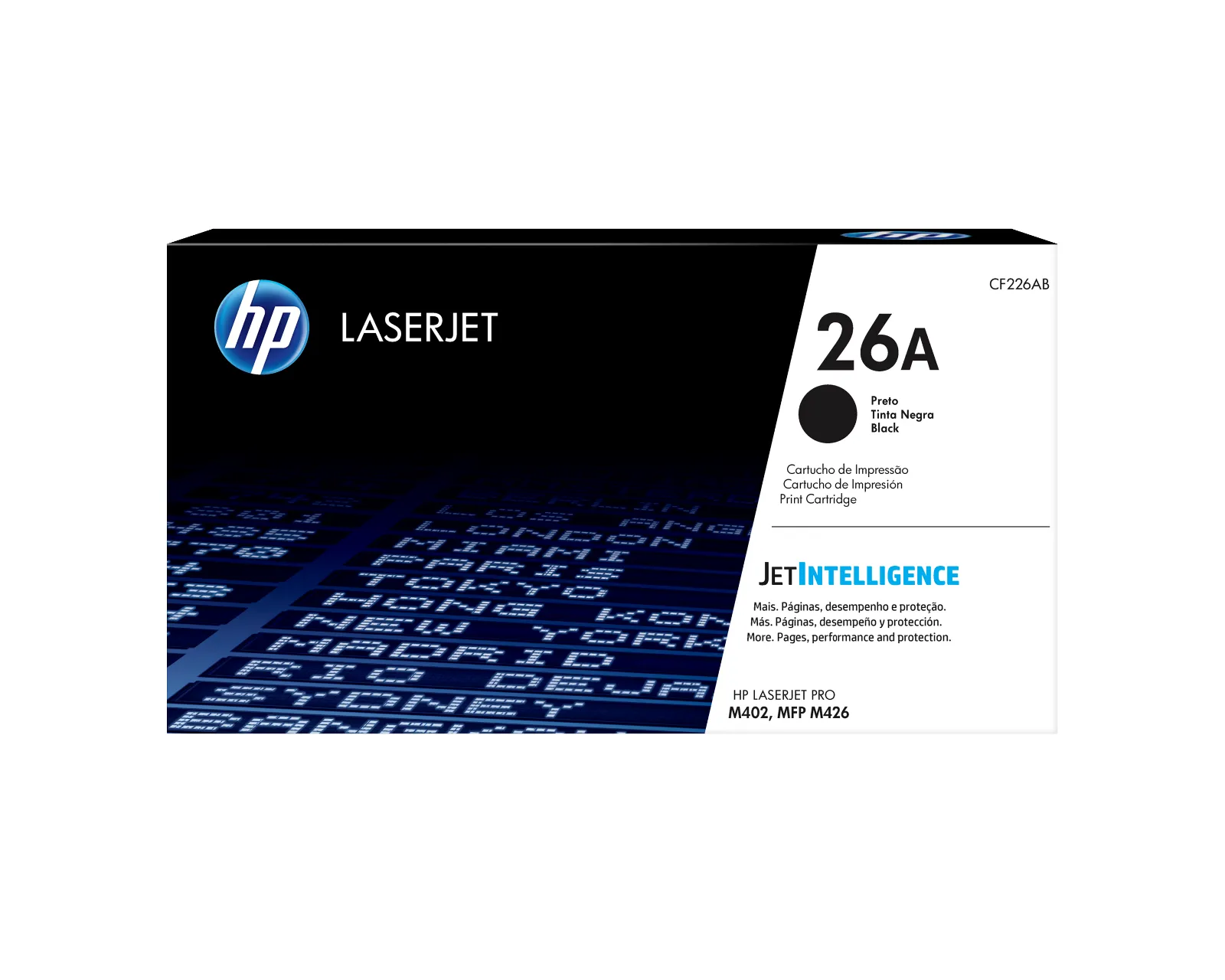 HP 26A Black Original LaserJet Toner Cartridge, front view