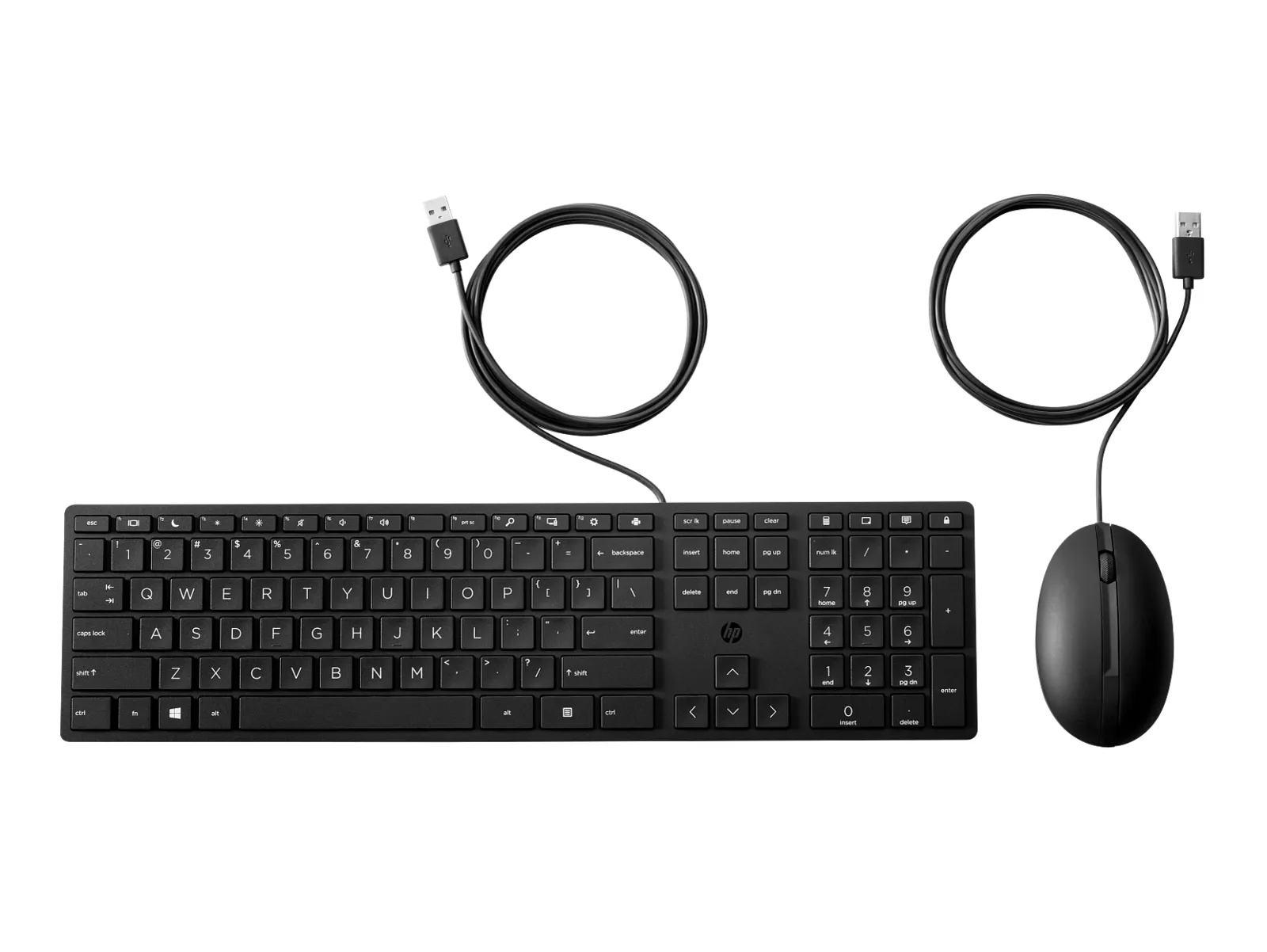 HP Wired Desktop 320MK Mouse and Keyboard, front view
