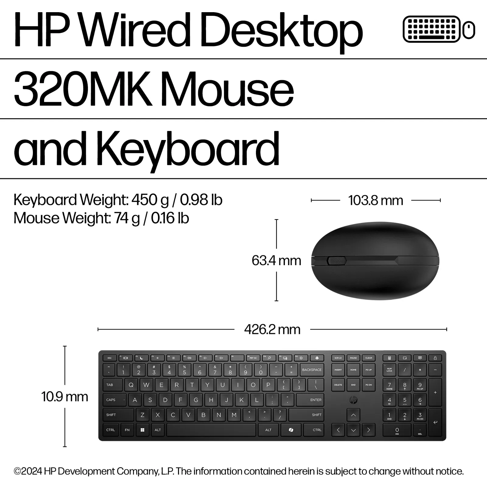 HP Wired Desktop 320MK Mouse and keyboard