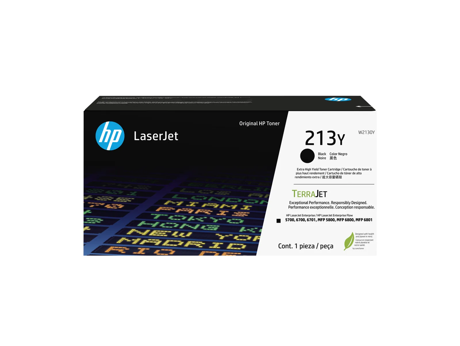 HP 213Y Extra High Yield Black Original LaserJet Toner Cartridge, front view