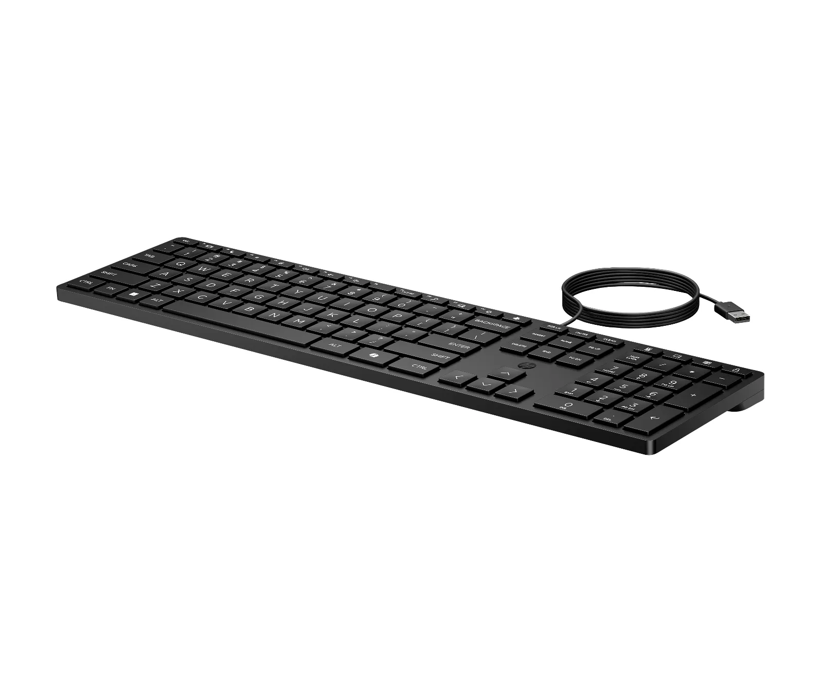 HP Wired Desktop 320K Keyboard, left side view