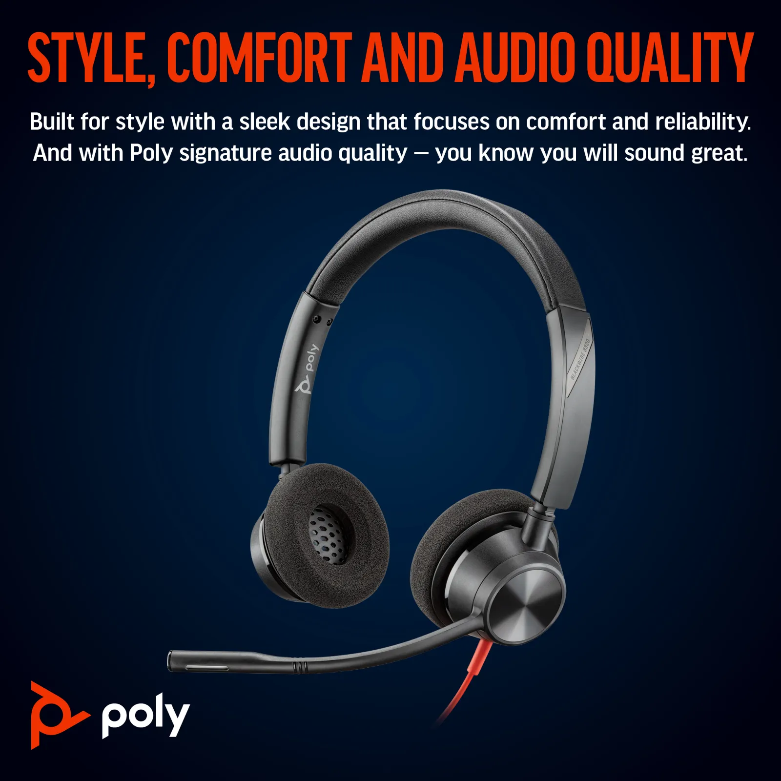 HP Poly Blackwire 3320 Stereo USB-C Headset +USB-C/A Adapter