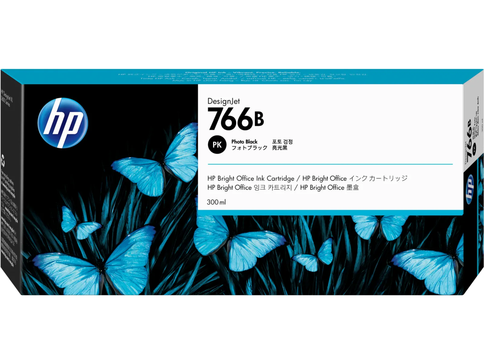 HP 766B 300-ml Photo Black DesignJet Ink Cartridge, front view