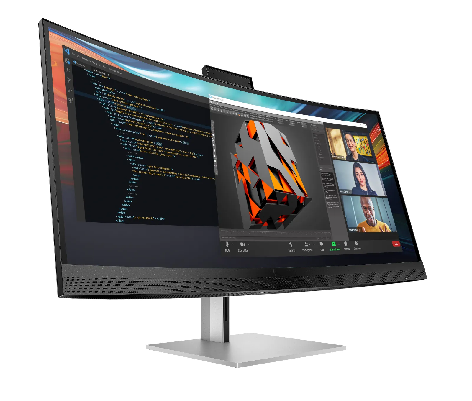 HP Series 7 Pro 39.7 inch 5K2K Conferencing Monitor-740pm, right side view