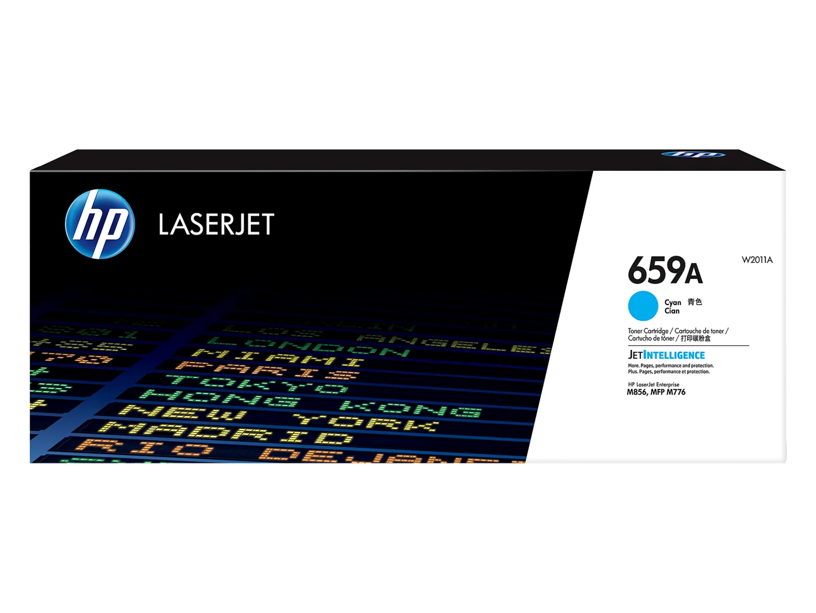HP 659A Cyan Original LaserJet Toner Cartridge, front view