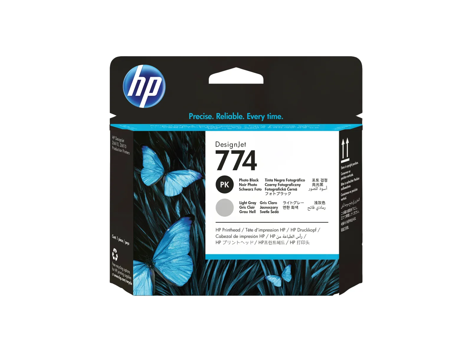HP 774 Photo Black/Light Gray DesignJet Printhead, front view