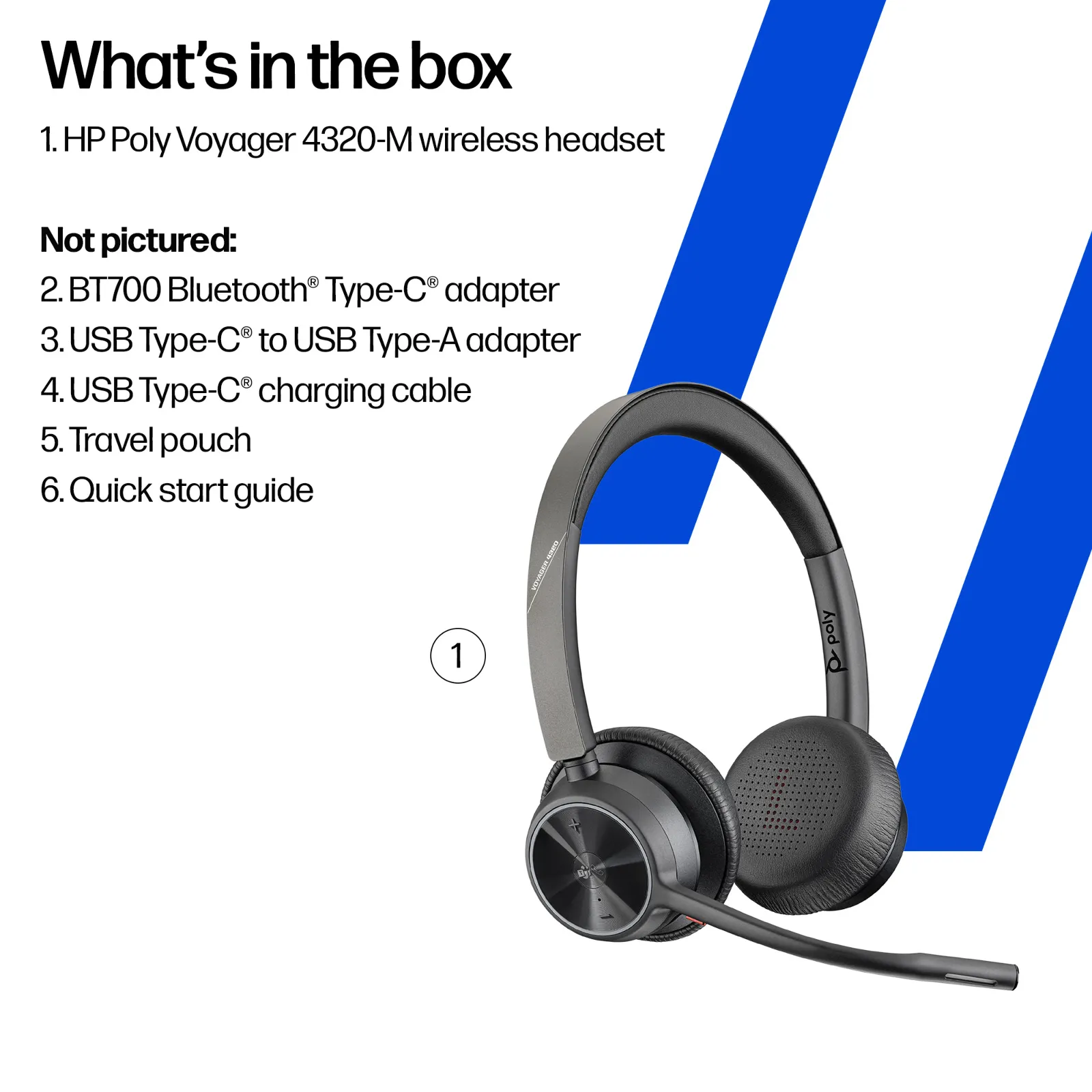 HP Poly Voyager 4320 Microsoft Teams Certified USB-A Headset +BT700 dongle