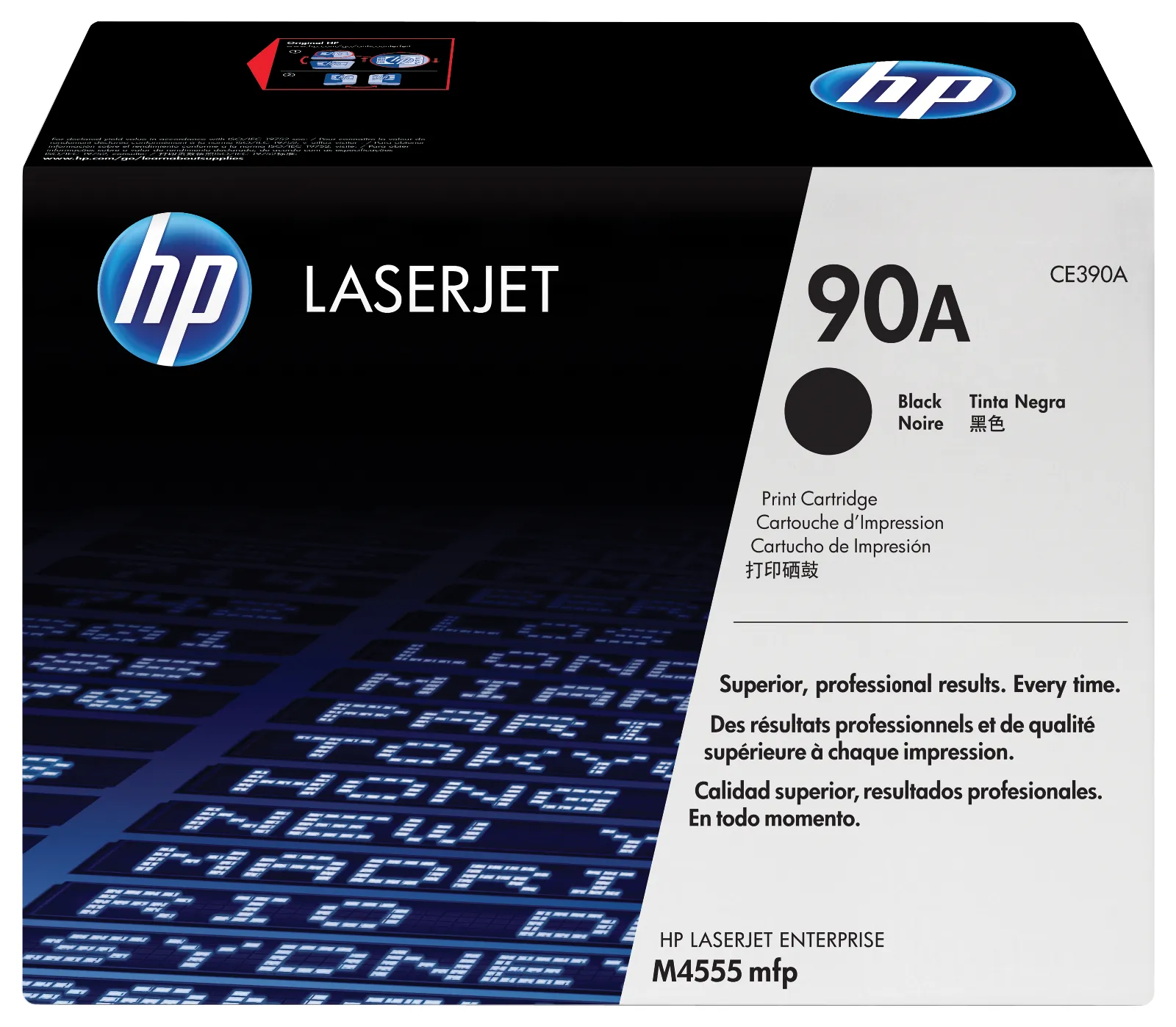 HP 90A Black Original LaserJet Toner Cartridge, front view