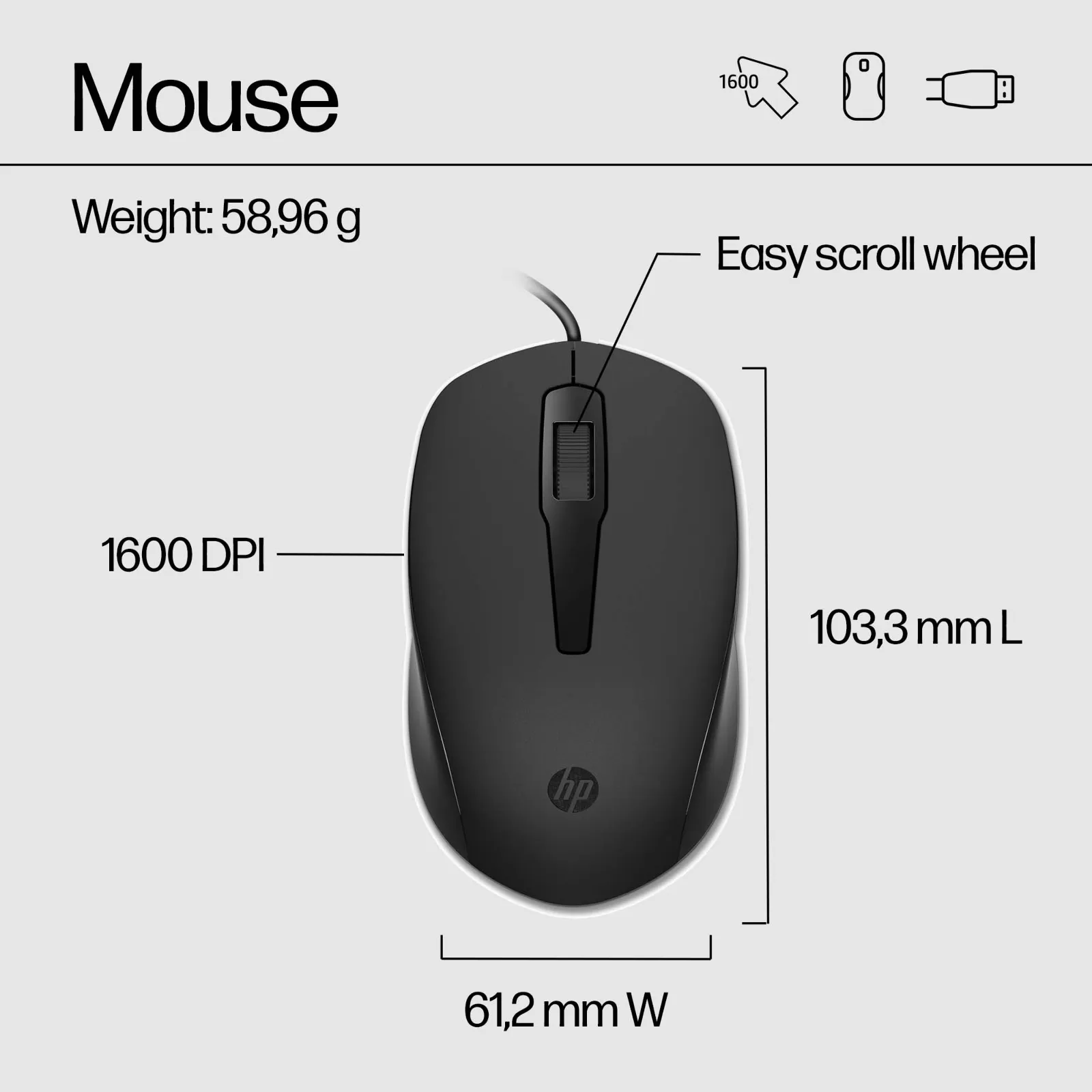 HP 150 Wired Mouse and Combination keyboard