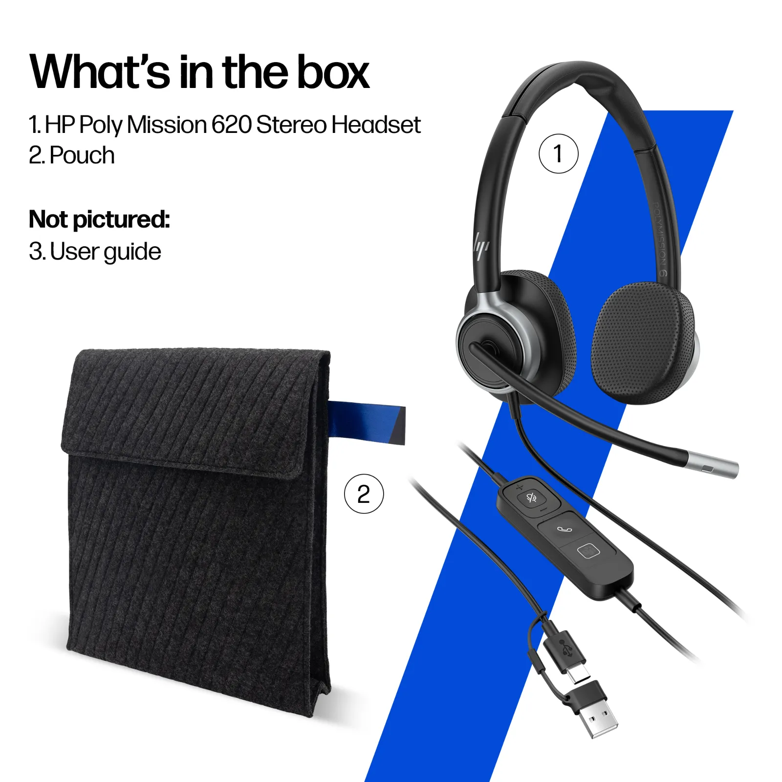 HP Poly Mission 625 Stereo USB Wired Headset