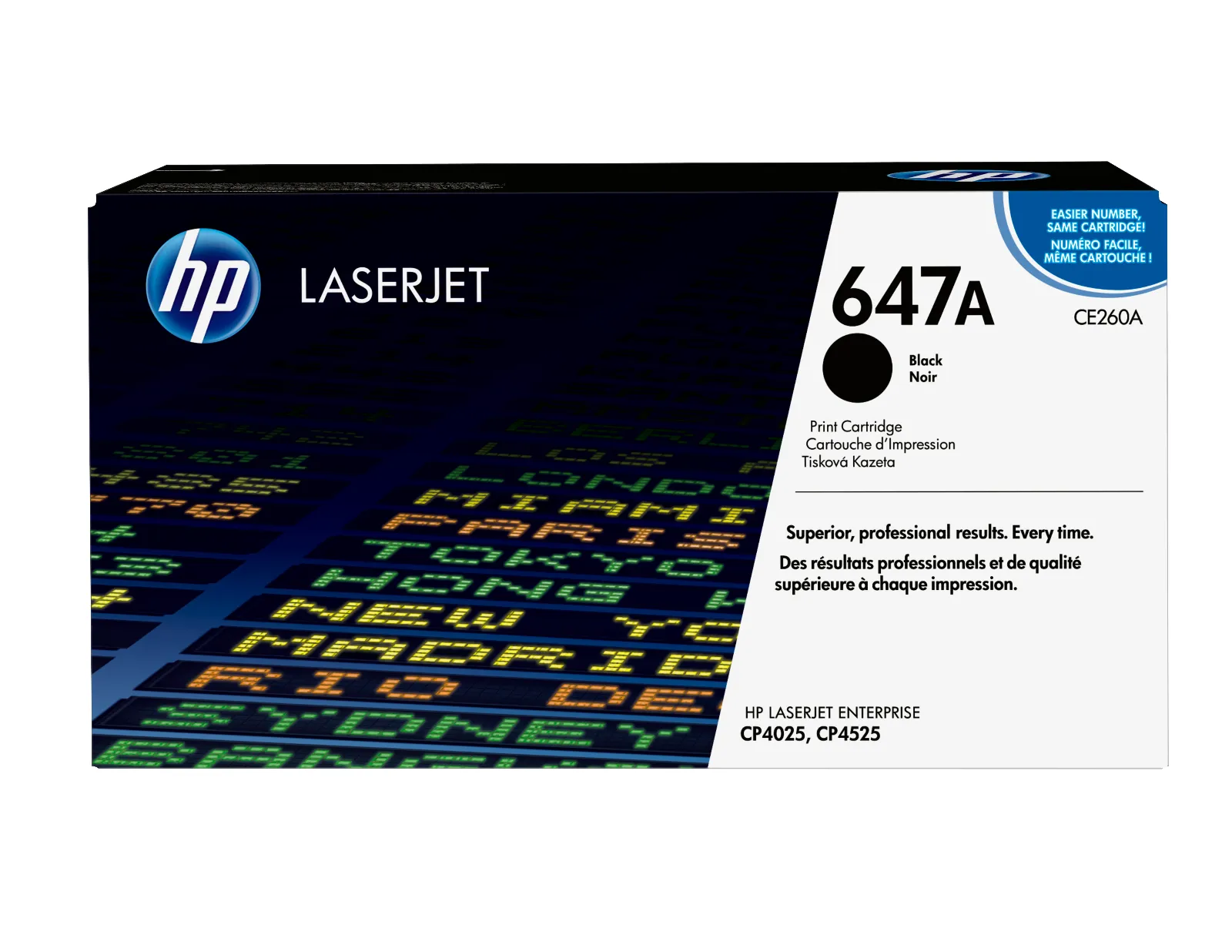 HP 647A Black Original LaserJet Toner Cartridge, front view