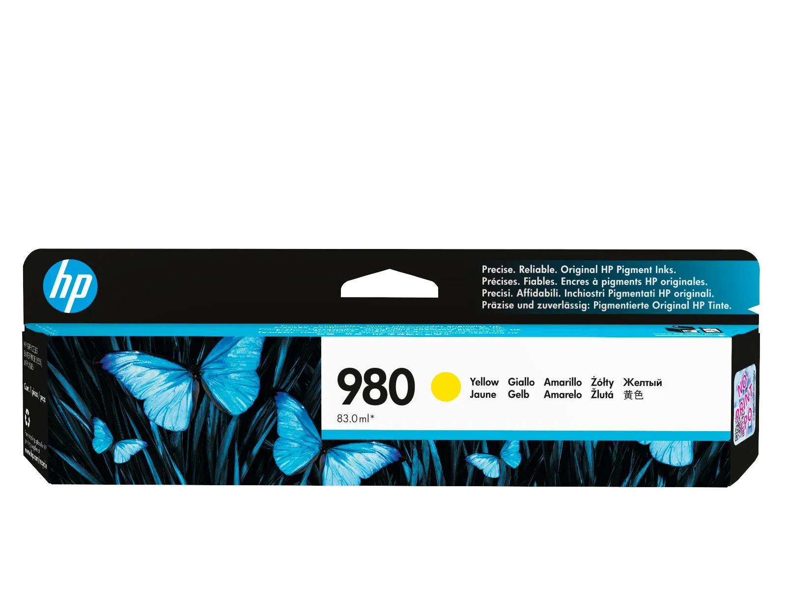 HP 980 Yellow Original Ink Cartridge, front view
