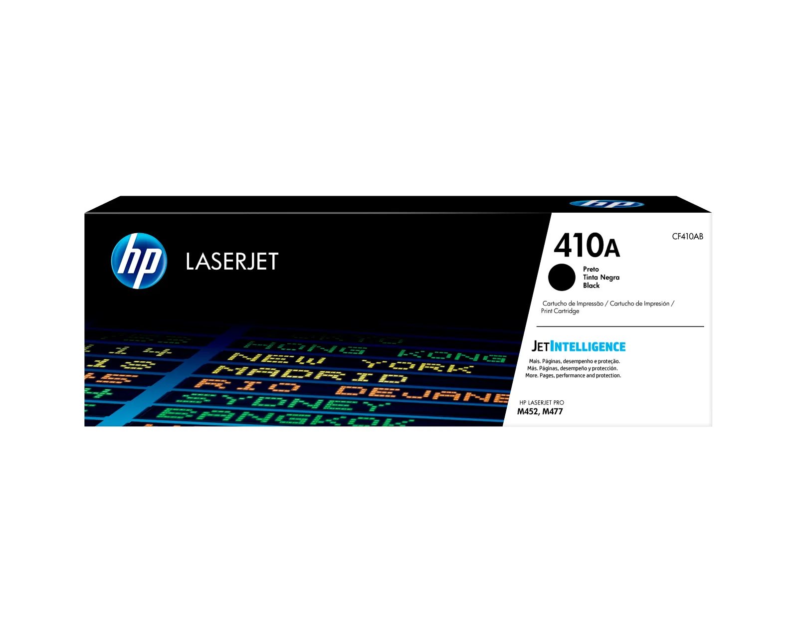 HP 410A Black Original LaserJet Toner Cartridge, front view