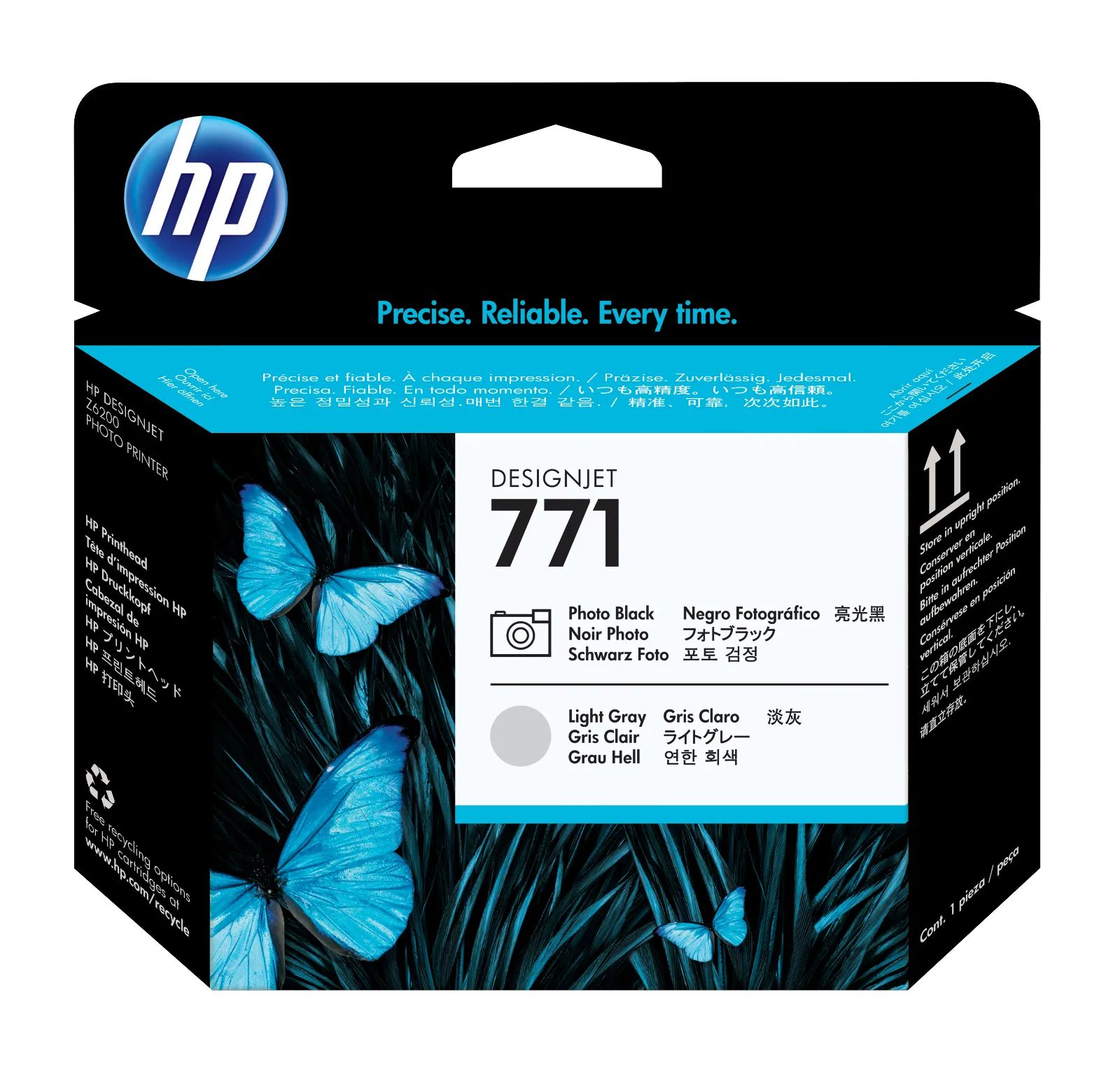 HP 771 Photo Black/Light Gray DesignJet Printhead, front view