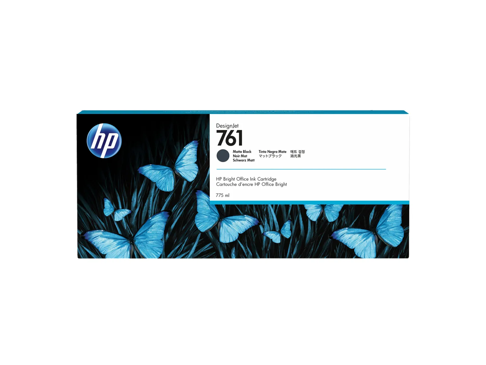 HP 761 775-ml Matte Black DesignJet Ink Cartridge, front view
