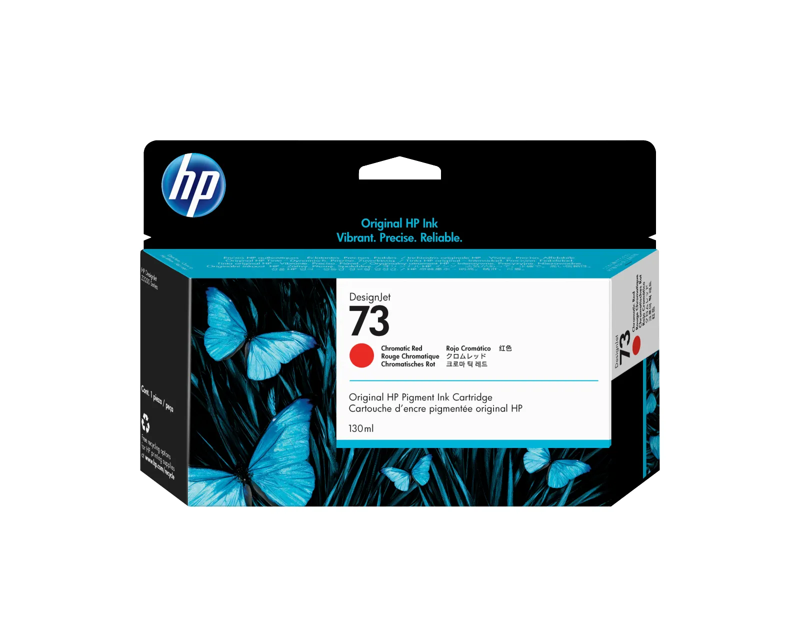 HP 73 130-ml Chromatic Red DesignJet Ink Cartridge, front view