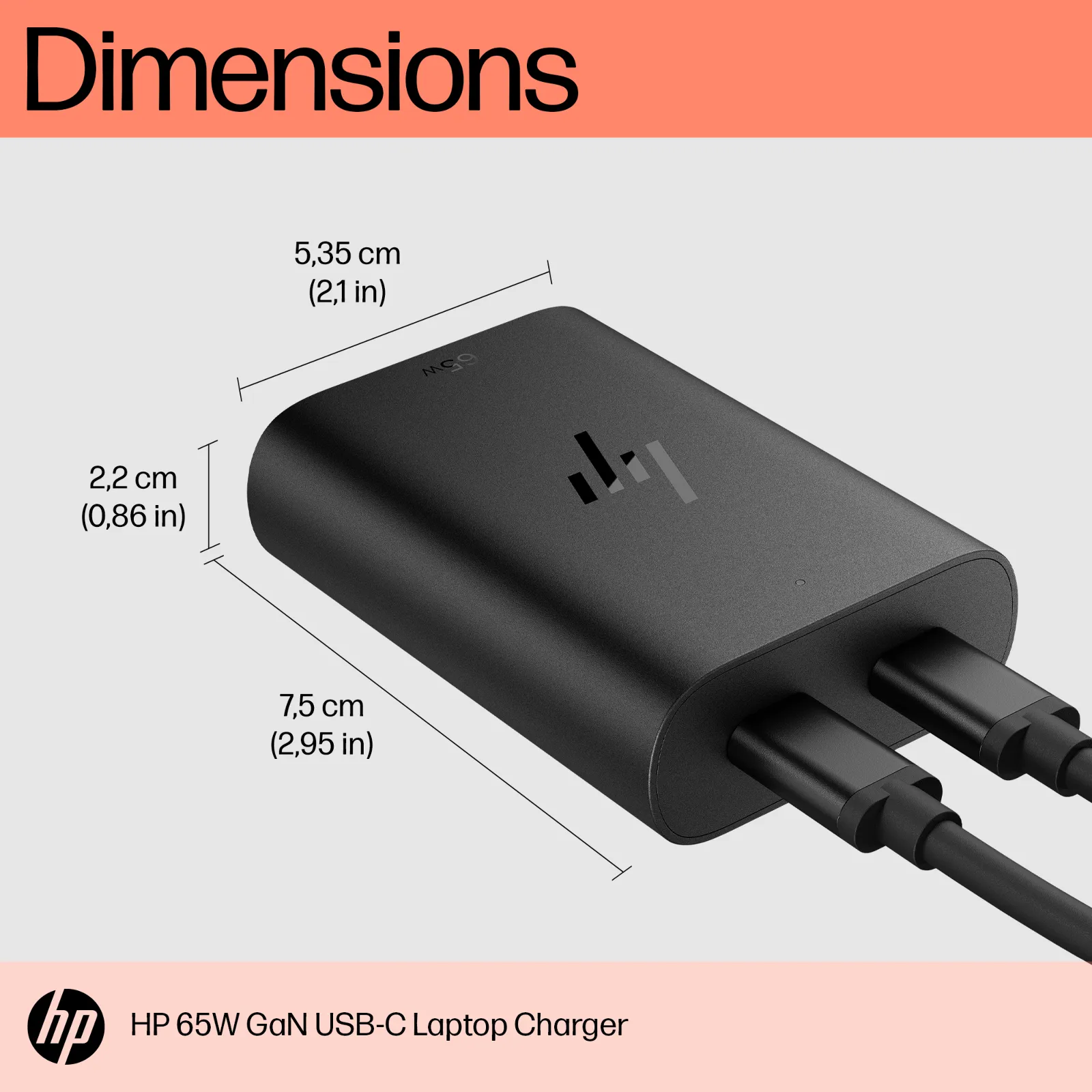 HP 65W Gallium Nitride USB-C Laptop Charger power adapter/inverter