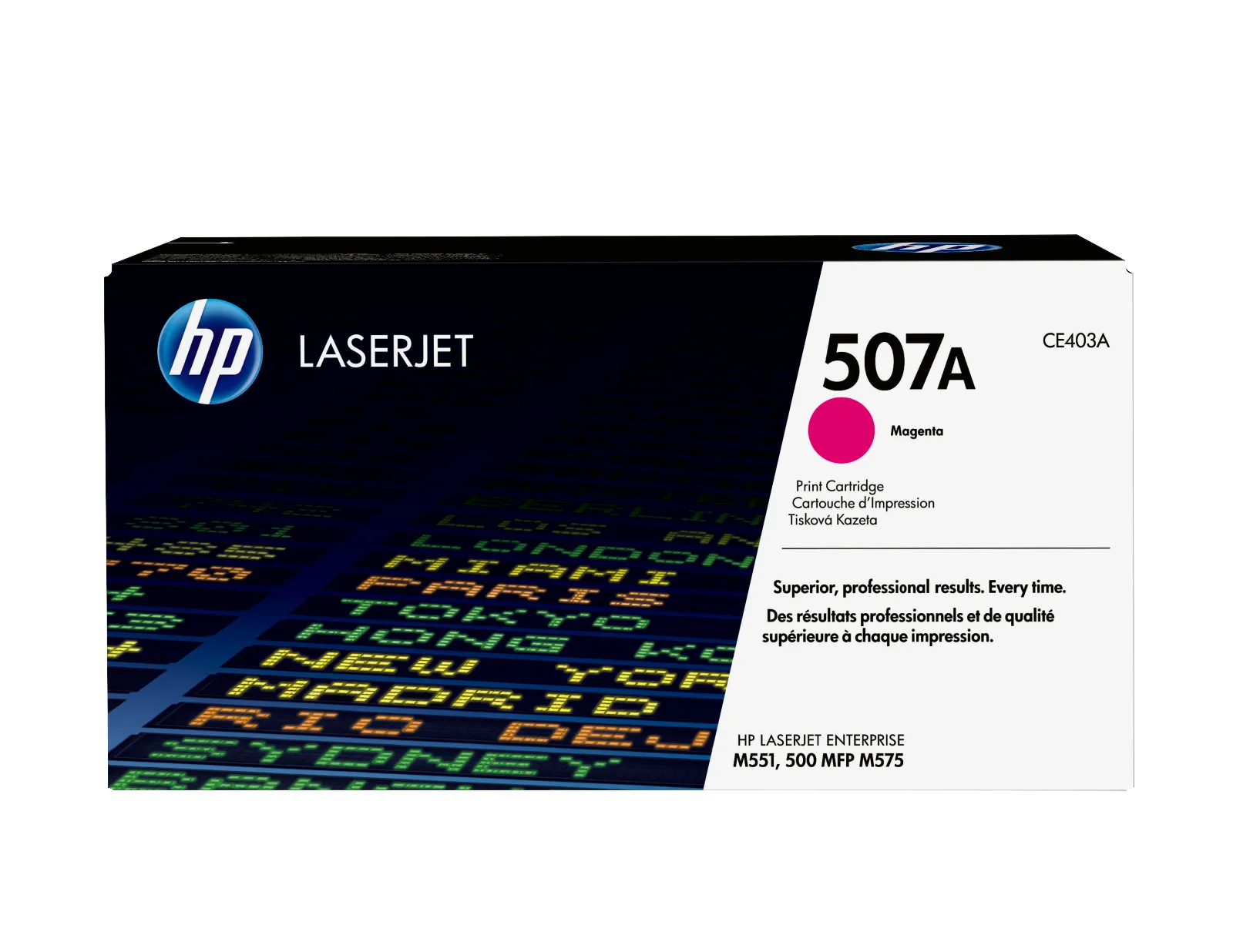 HP 507A Magenta Original LaserJet Toner Cartridge, front view