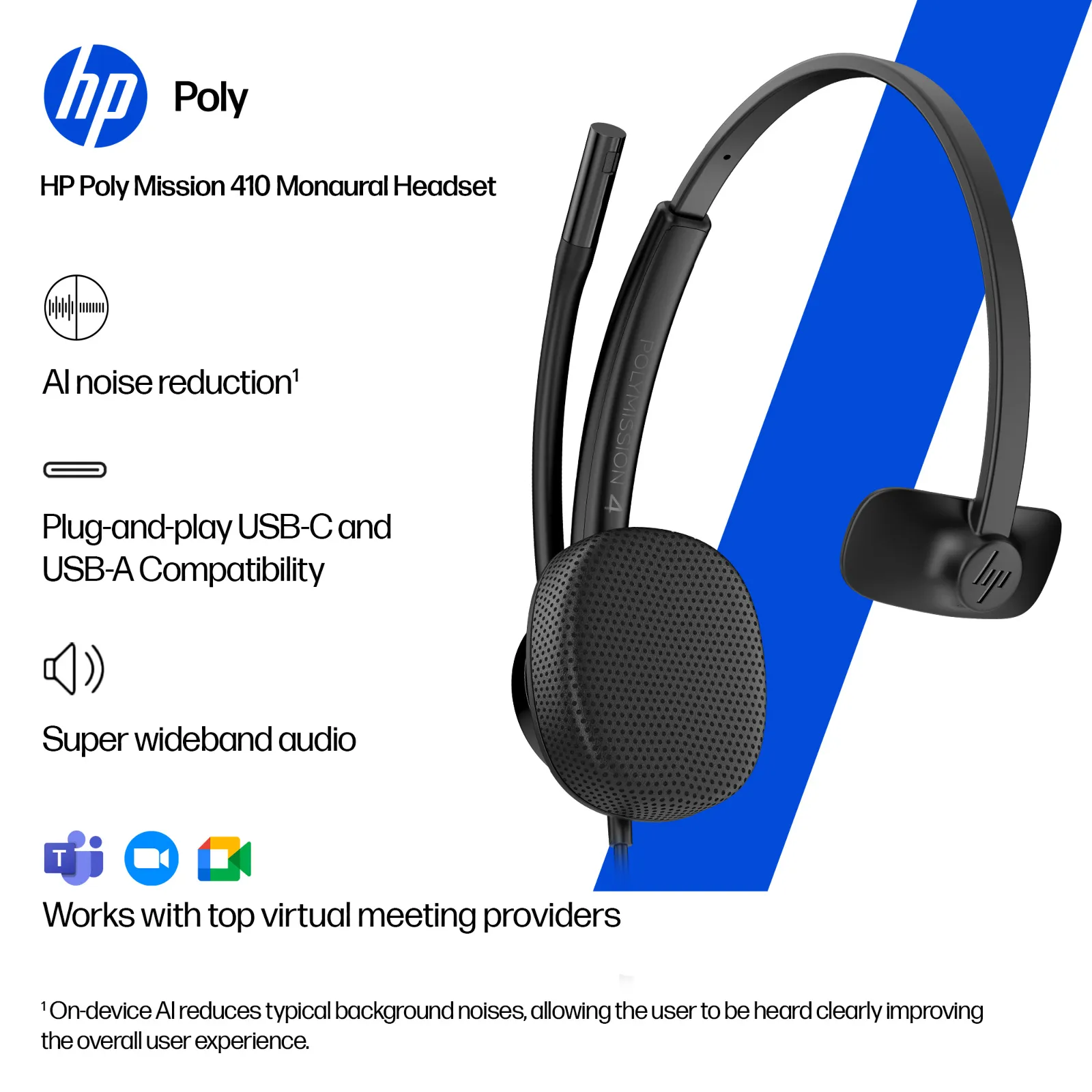 HP Poly Mission 425 Stereo USB Wired Headset