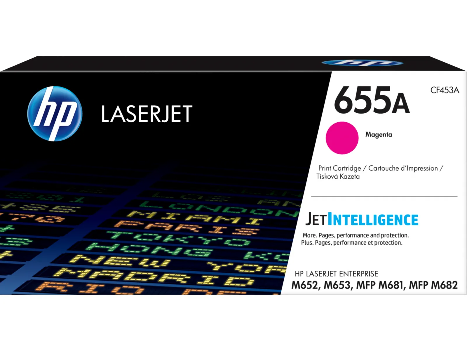 HP 655A Magenta Original LaserJet Toner Cartridge, front view