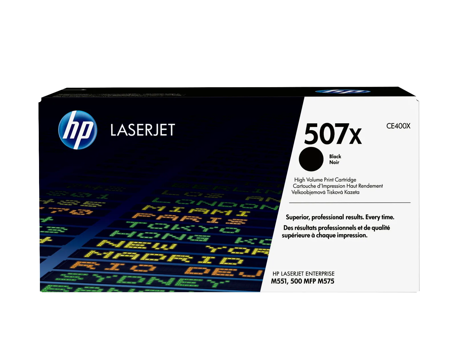 HP 507X High Yield Black Original LaserJet Toner Cartridge, front view