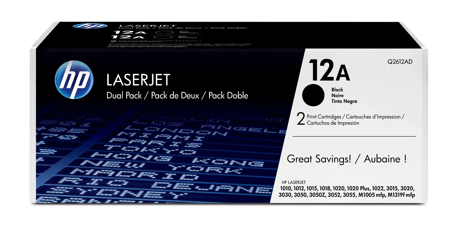 HP 12A 2-pack Black Original LaserJet Toner Cartridges toner cartridge