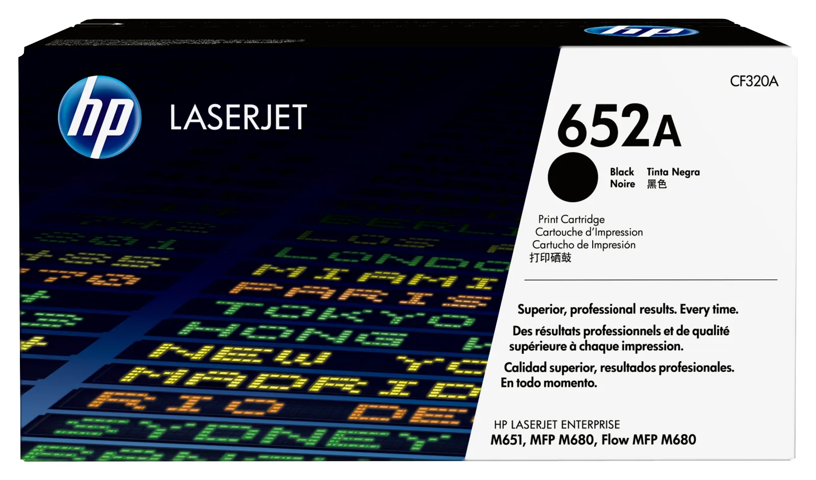 HP 652A Black Original LaserJet Toner Cartridge, front view
