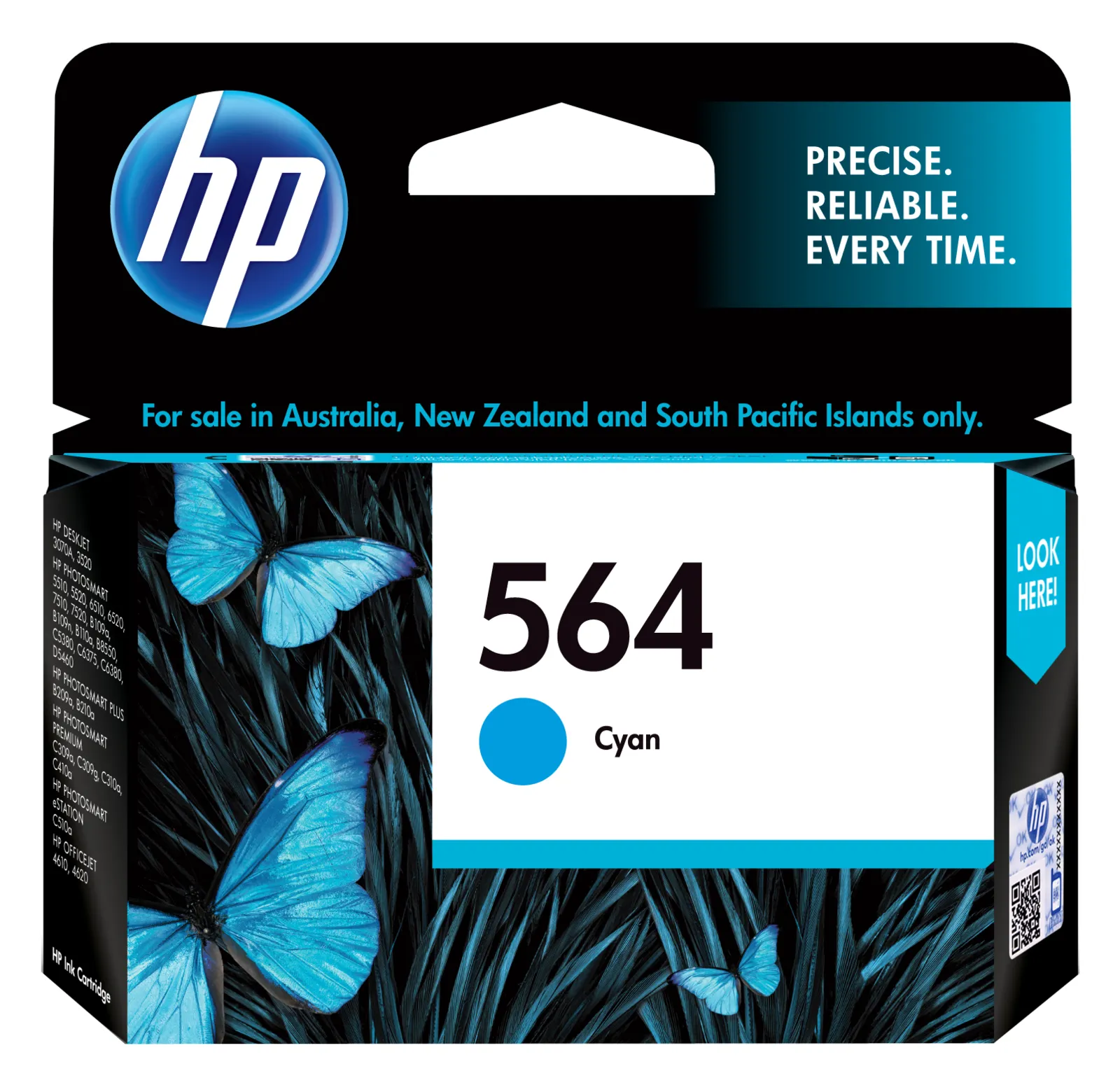 HP 564 Cyan Original Ink Cartridge, front view