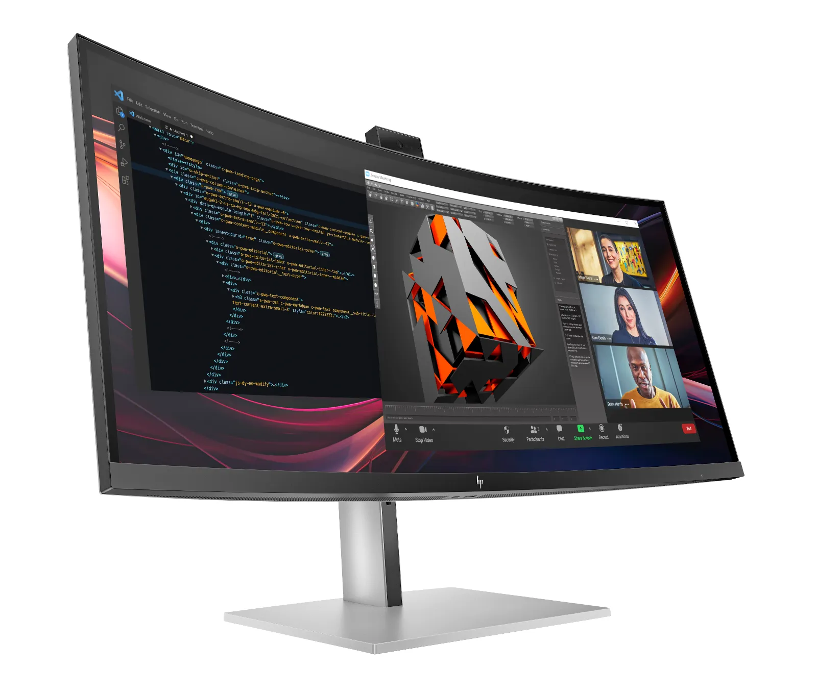 HP Series 7 Pro 34 inch WQHD Conferencing Monitor - 734pm, right side view