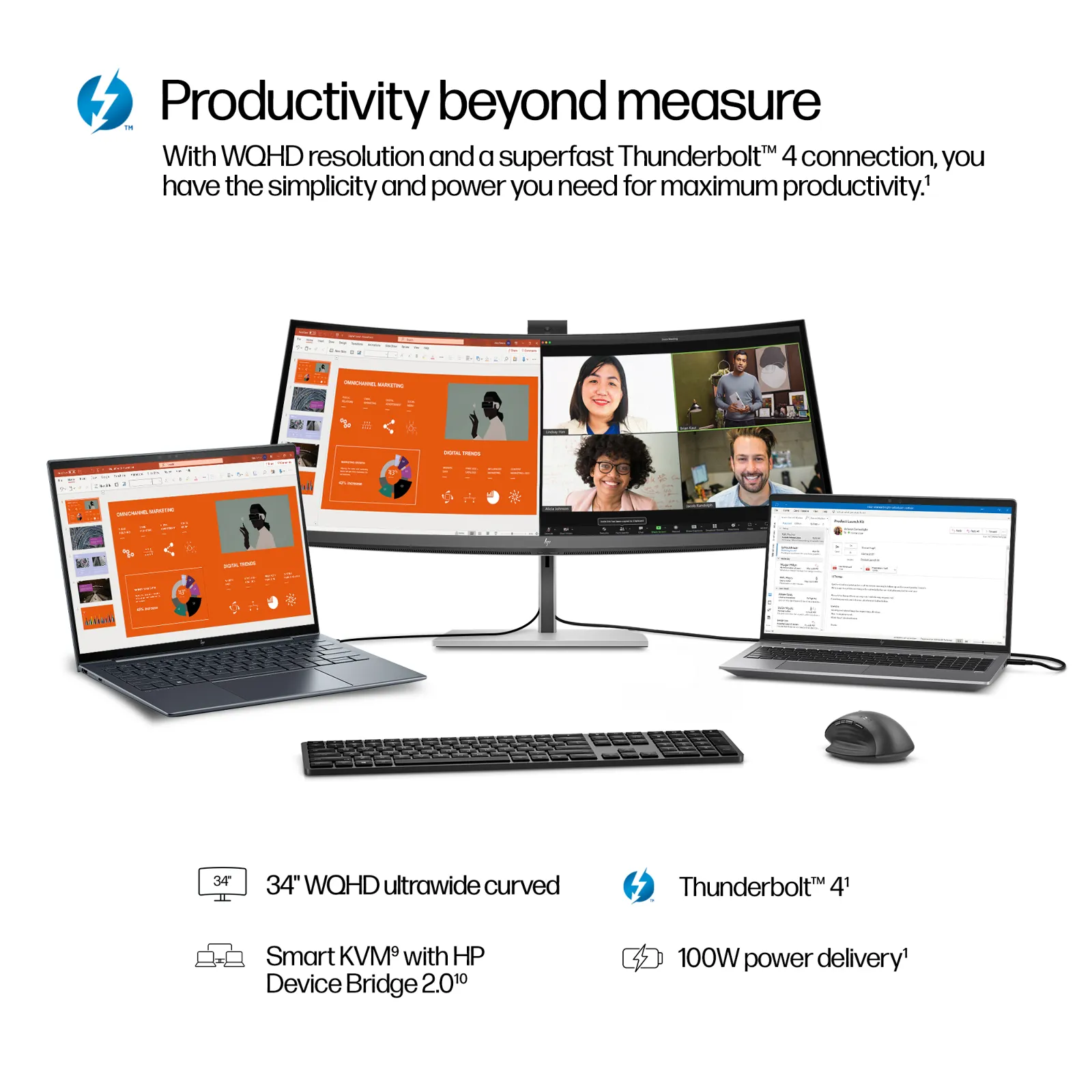 HP Series 7 Pro 34 inch WQHD Conferencing Monitor - 734pm computer monitor