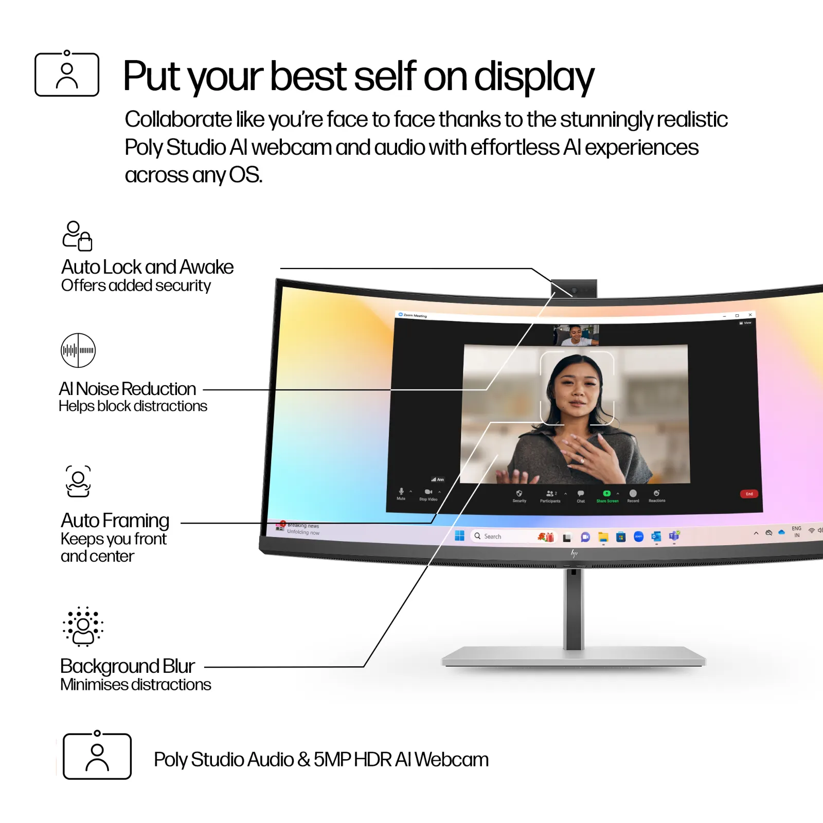 HP Series 7 Pro 34 inch WQHD Conferencing Monitor - 734pm computer monitor