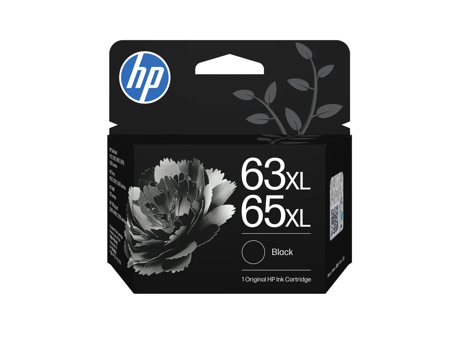 HP 63XL/65XL Black Original Ink Cartridge, front view