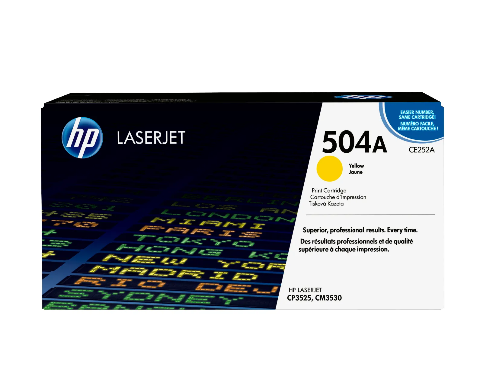 HP 504A Yellow Original LaserJet Toner Cartridge, front view