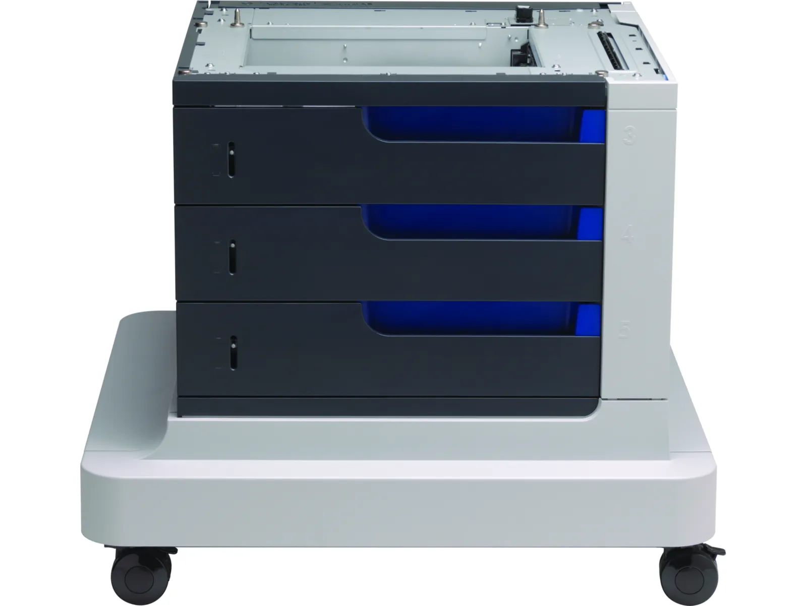HP LaserJet 3x500-sheet Paper Feeder and Stand, front view