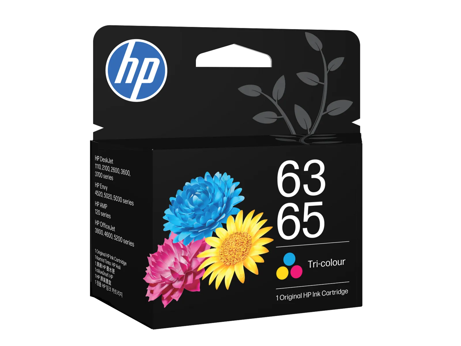 HP 63/65 Tri-color Original Ink Cartridge, left side view