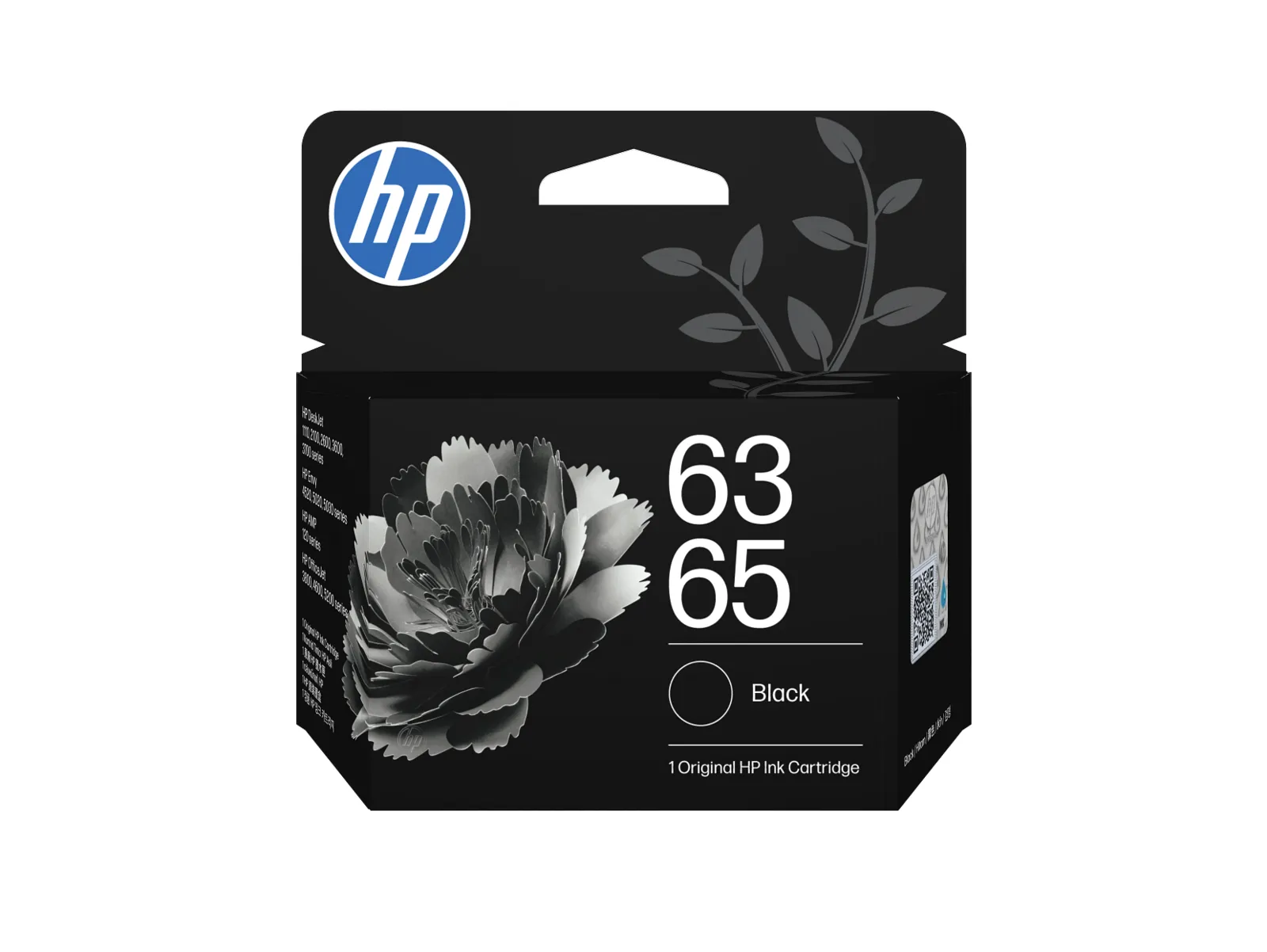 HP 63/65 Black Original Ink Cartridge, front view