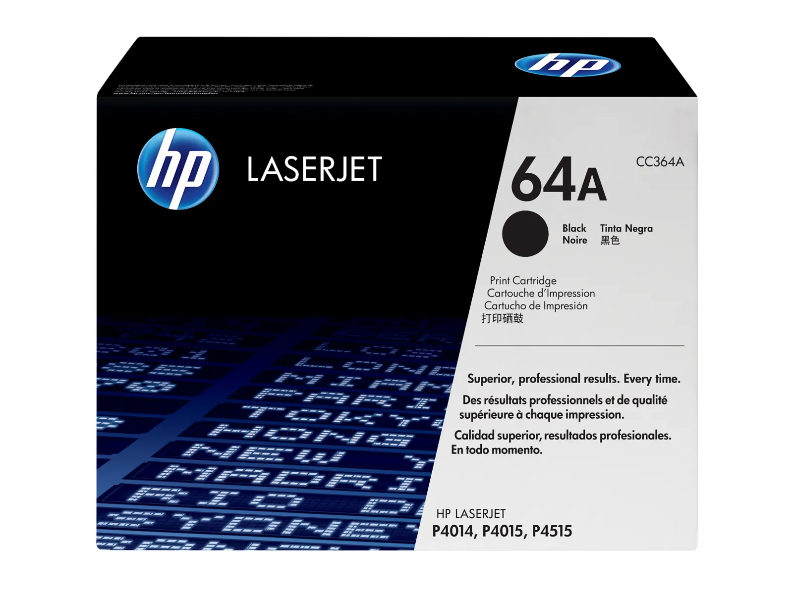 HP 64A Black Original LaserJet Toner Cartridge, front view