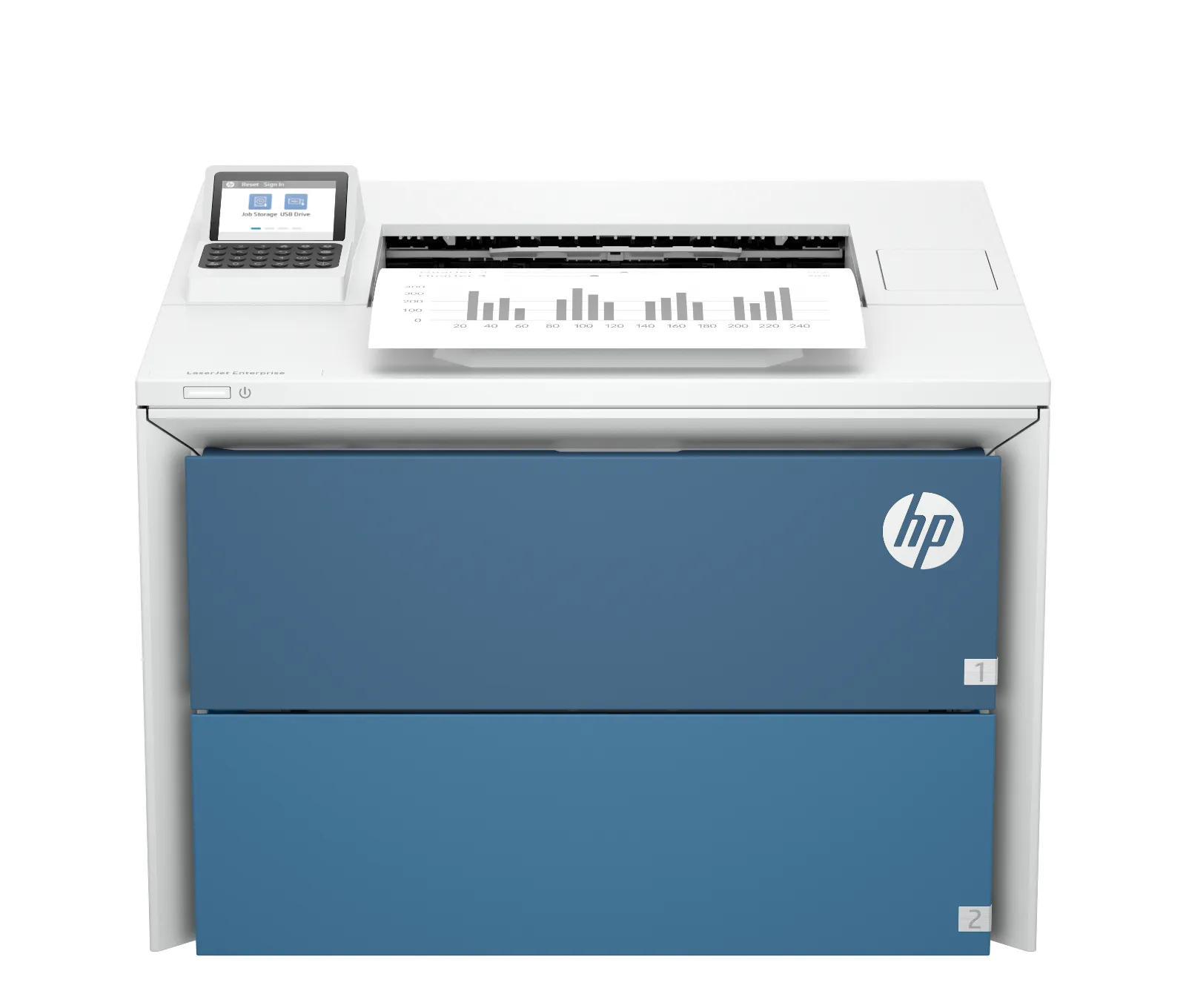 HP LaserJet Enterprise 5501dn Printer, front view