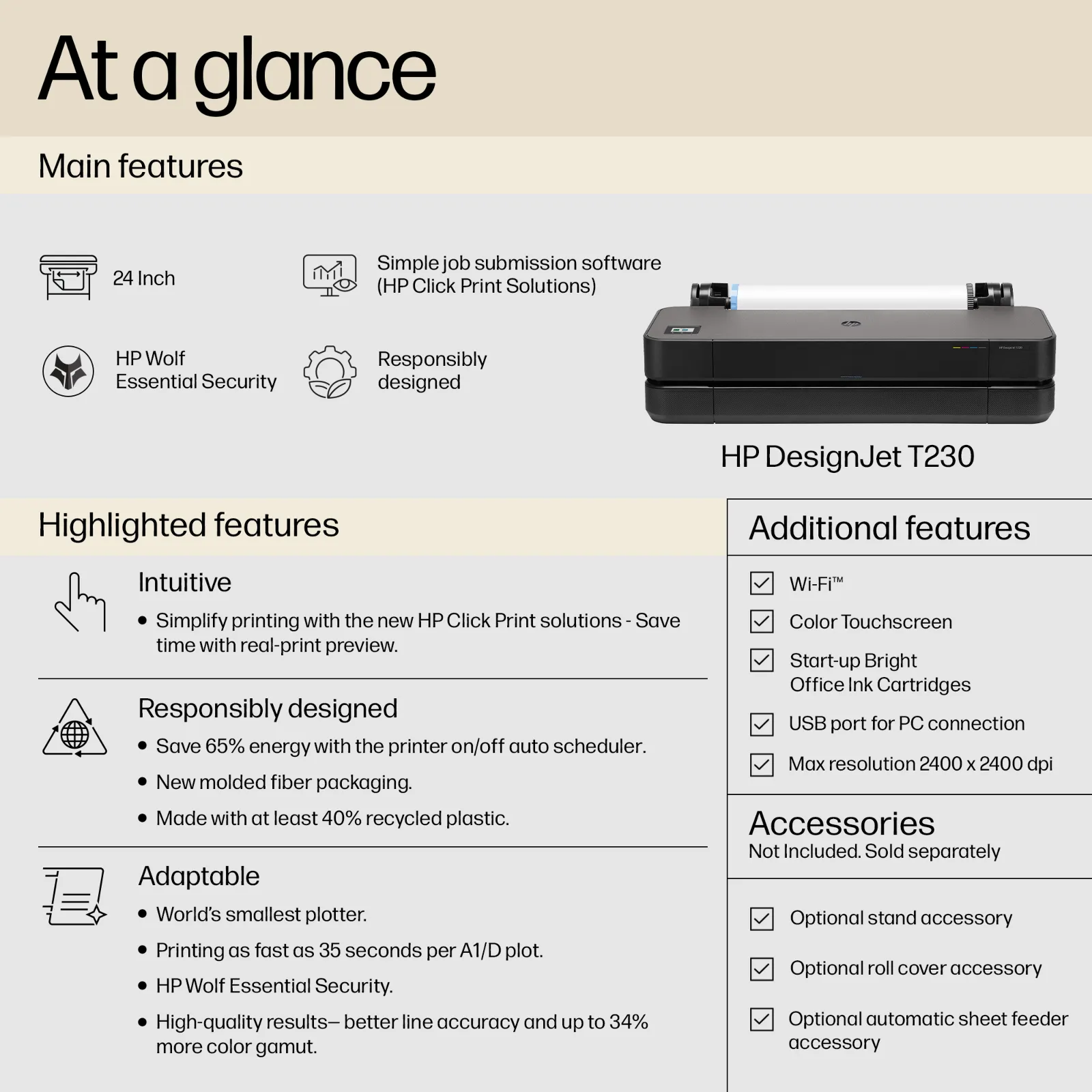 HP Designjet T230 24-in Printer large format printer