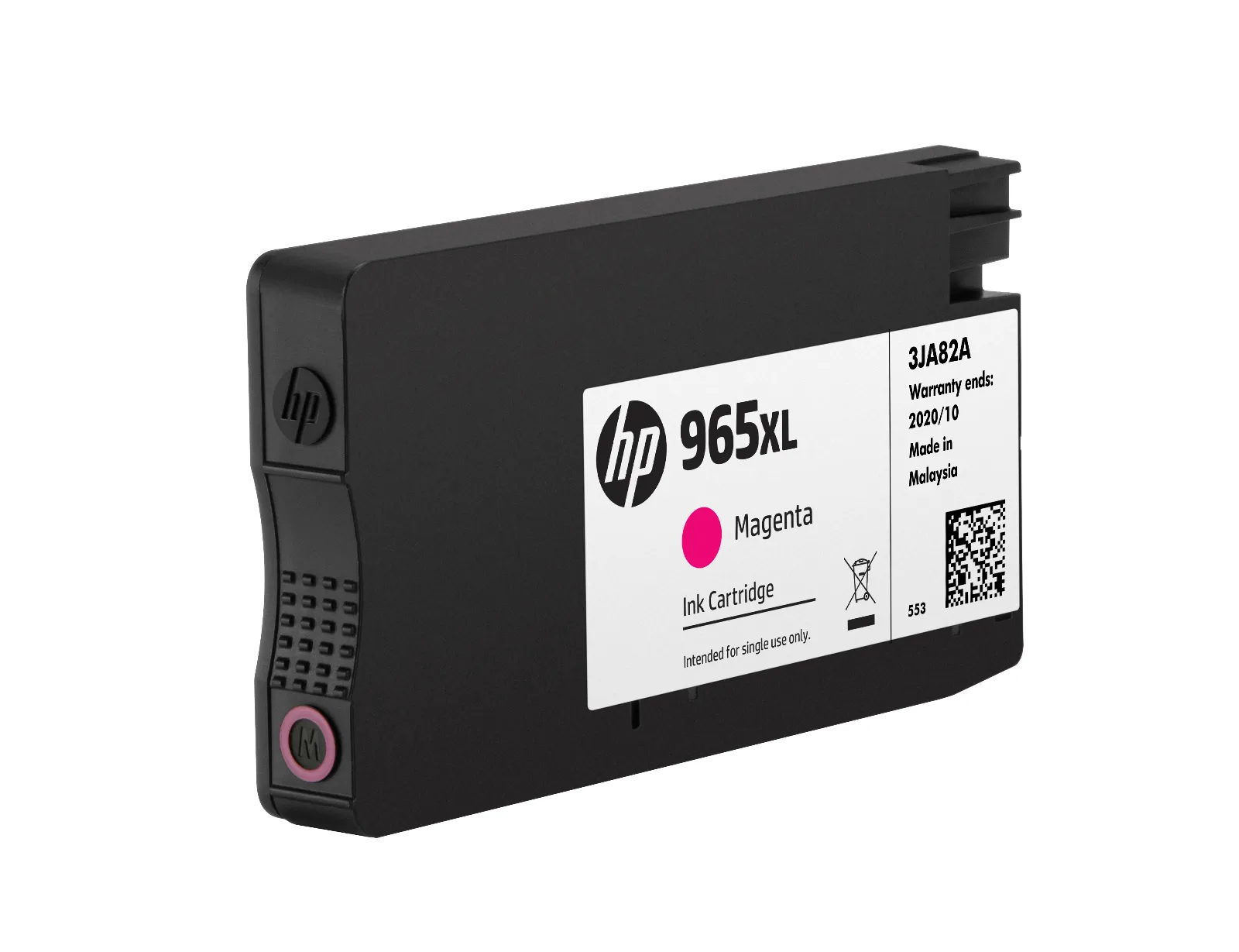 HP 965XL High Yield Magenta Original Ink Cartridge, left side view