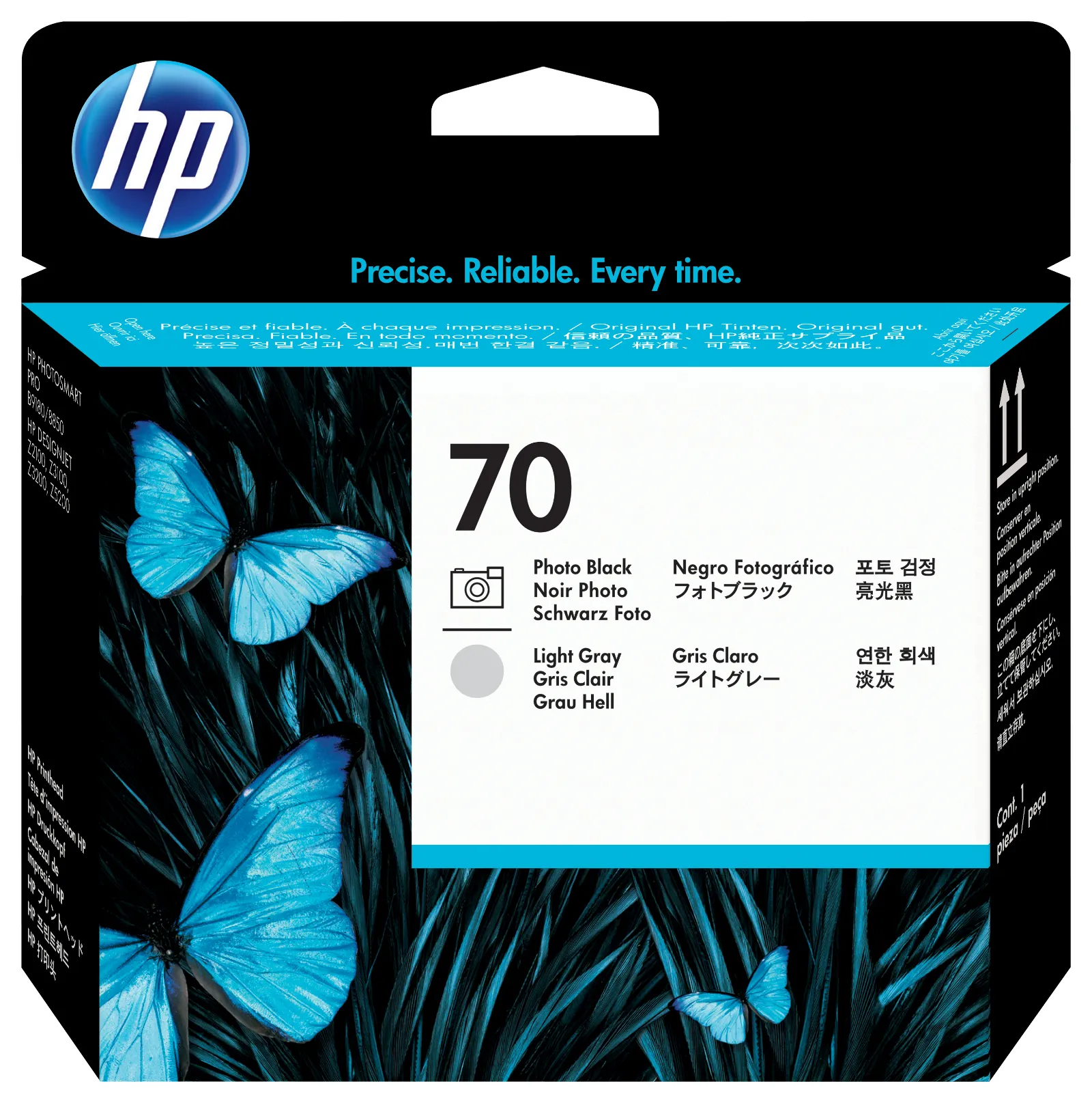HP 70 Photo Black and Light Gray DesignJet Printhead, front view