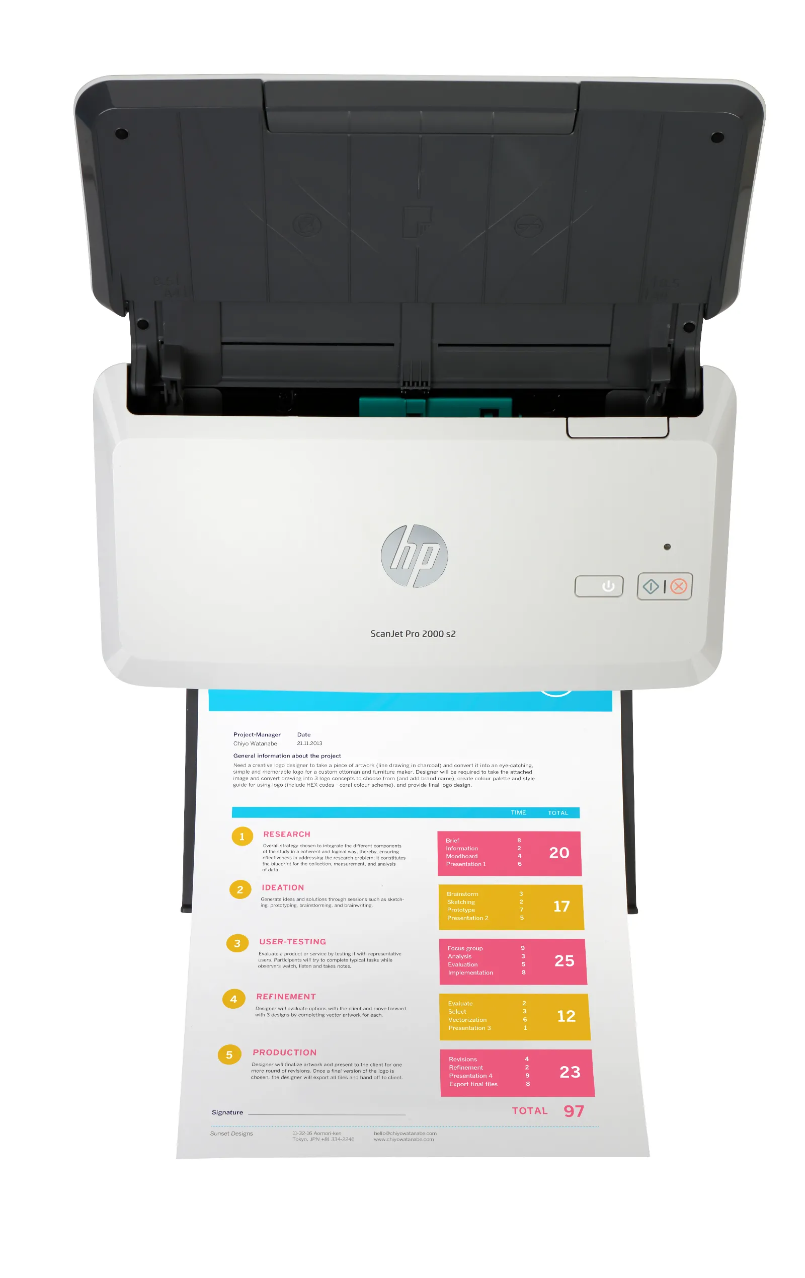 HP ScanJet Pro 2000 s2 Sheet-feed Scanner, top view