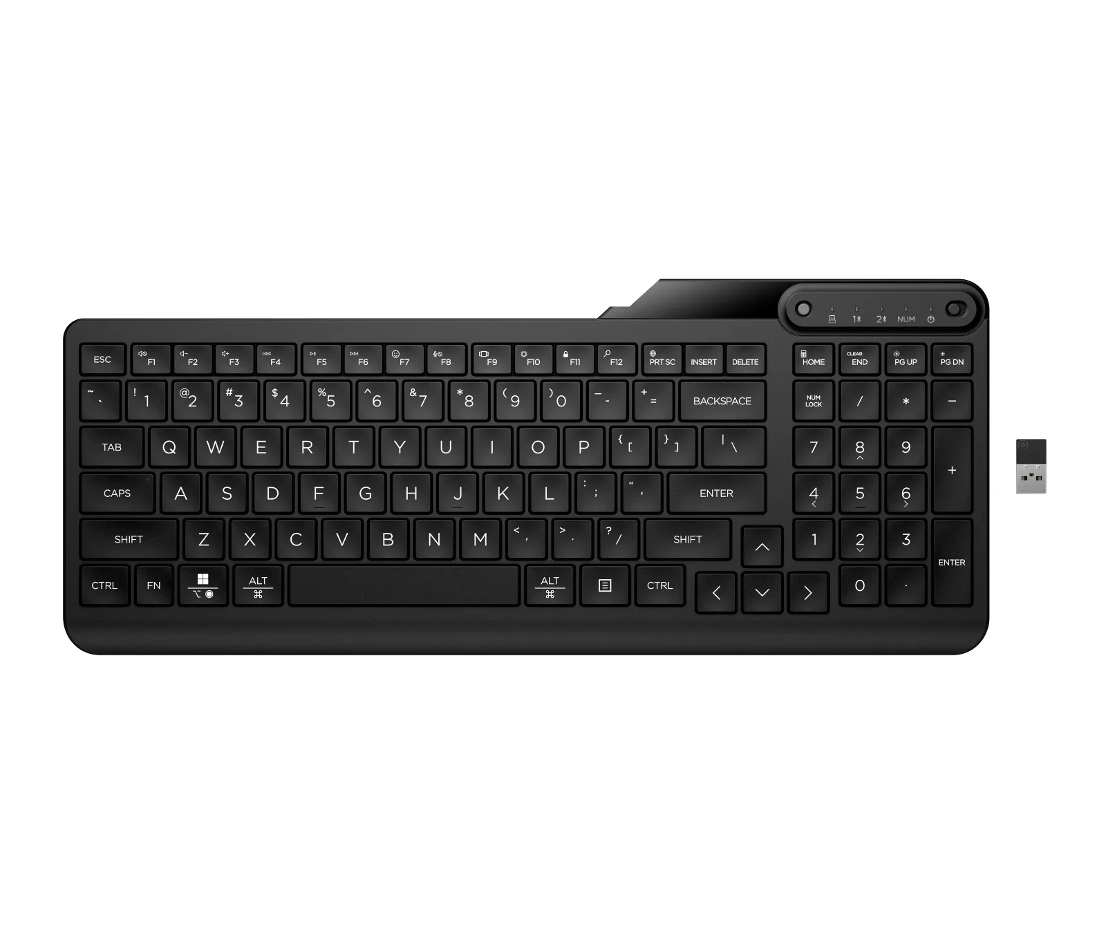 HP 475 Dual-Mode Wireless Keyboard, front view