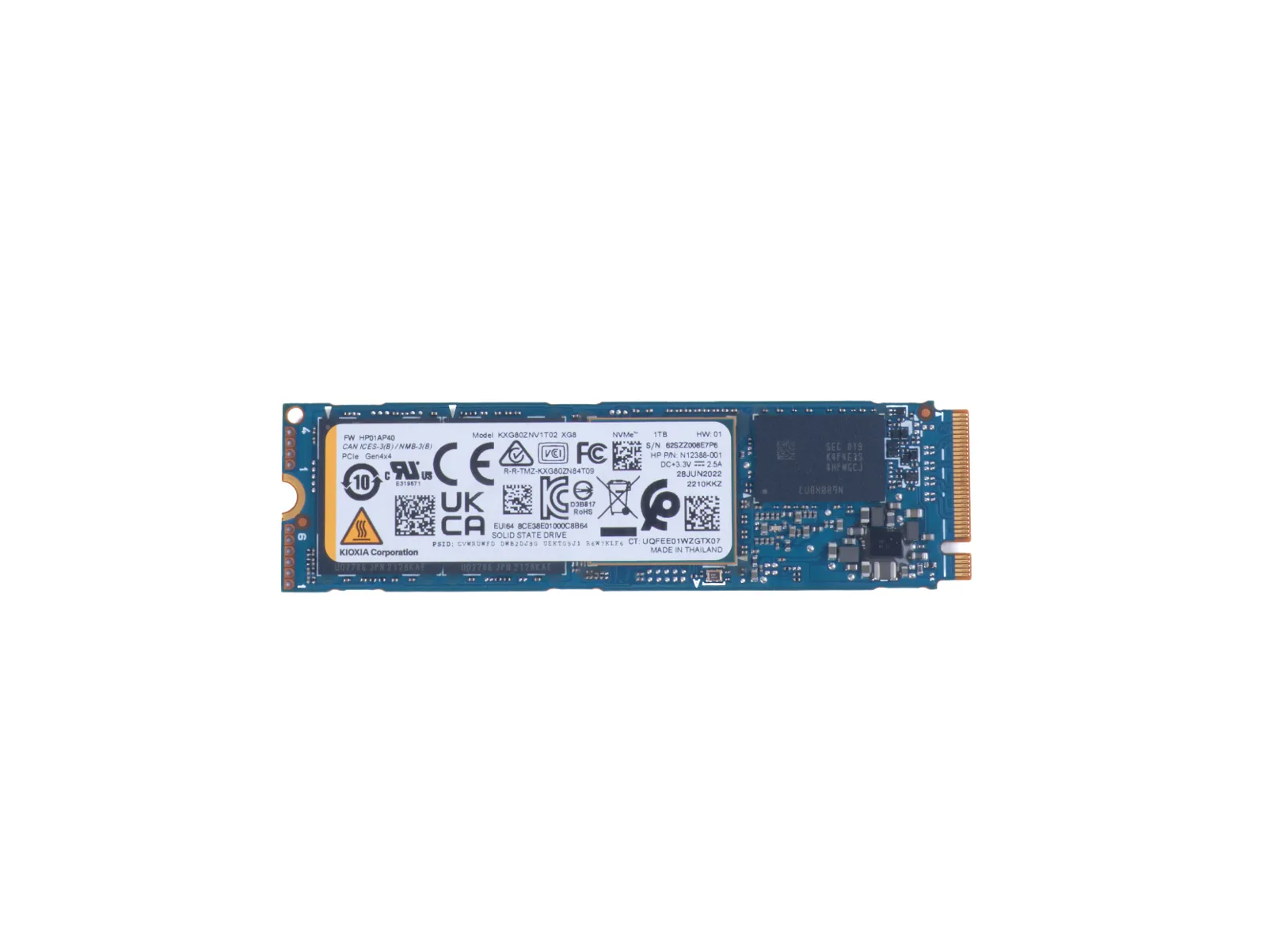 HP 1TB PCIe-4x4 Solid State Drive, front view