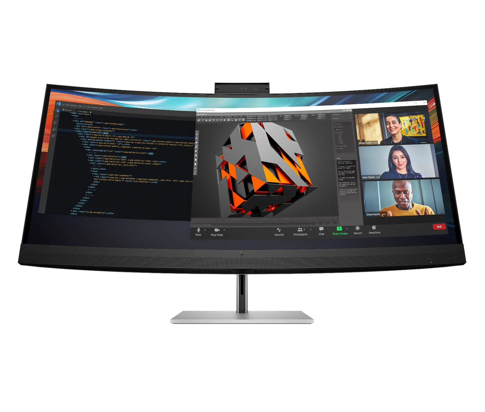 HP Series 7 Pro 39.7 inch 5K2K Conferencing Monitor-740pm, front view