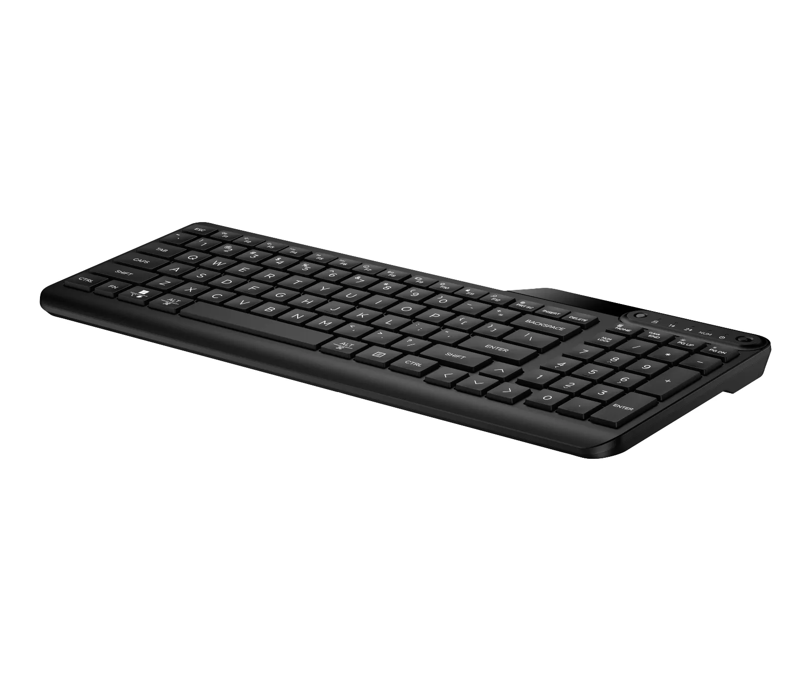 HP 475 Dual-Mode Wireless Keyboard, left side view